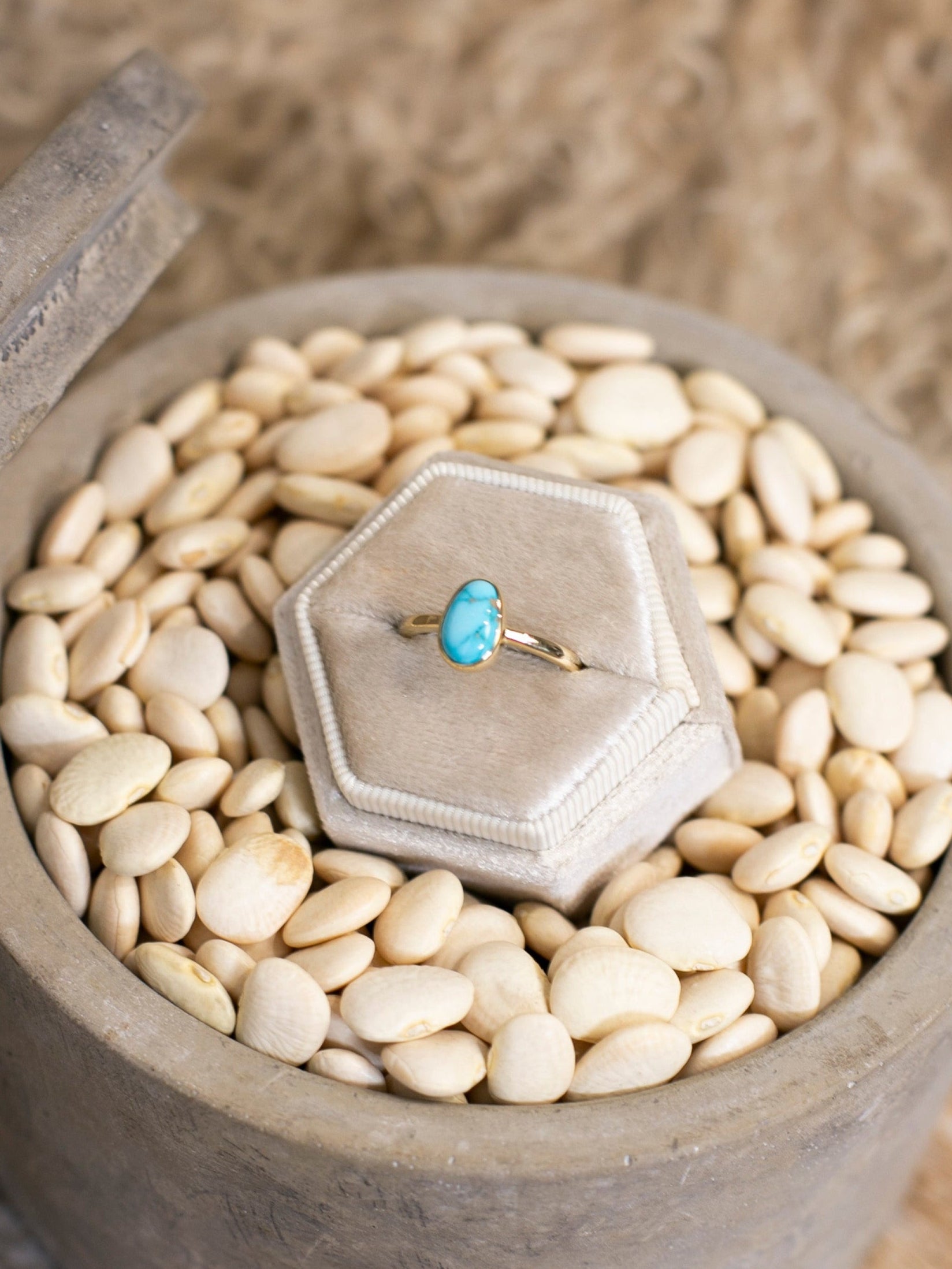 The Paris 14k and Turquoise Ring 5, Sz 7-Rings-Calli Co., Turquoise and Silver Jewelry, Native American Handmade, Zuni Tribe, Navajo Tribe, Brock Texas