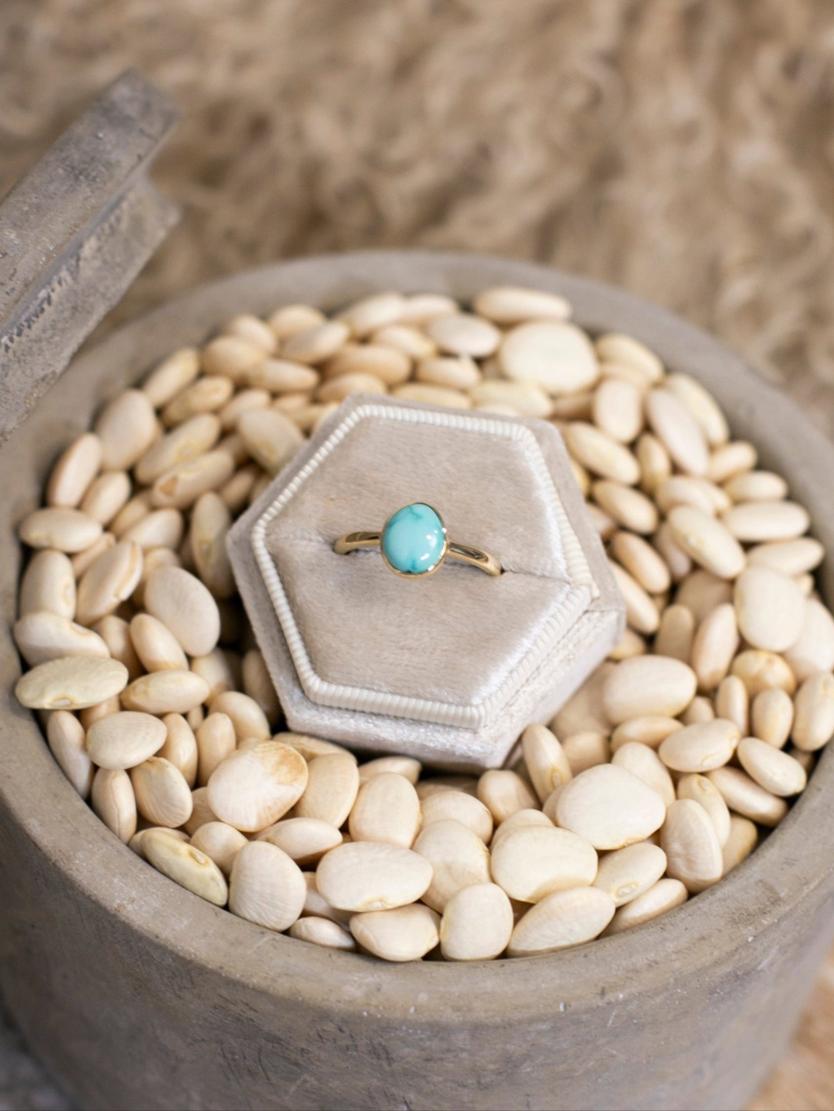 The Paris 14k and Turquoise Ring 13, Sz 8-Rings-Calli Co., Turquoise and Silver Jewelry, Native American Handmade, Zuni Tribe, Navajo Tribe, Brock Texas