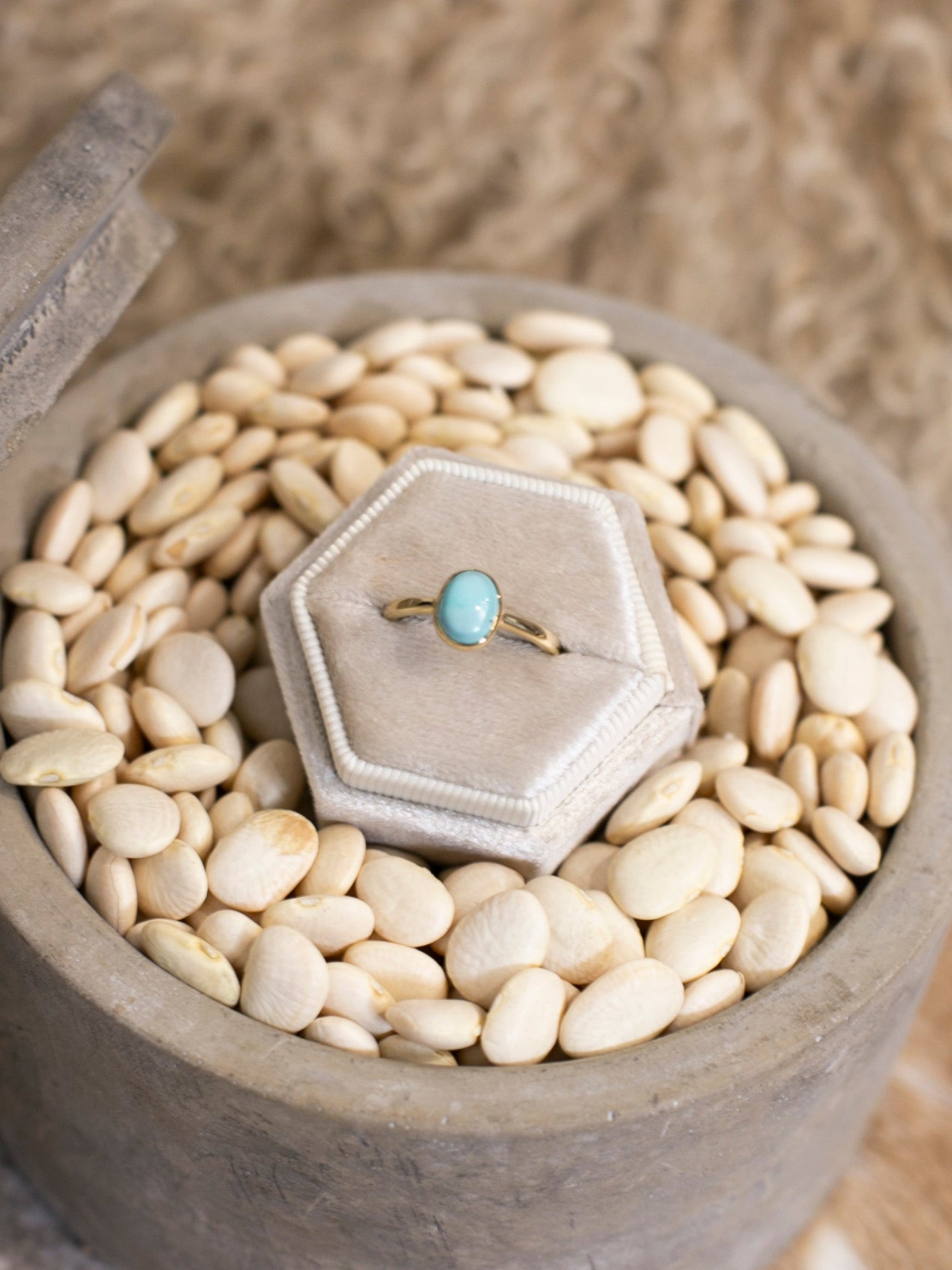 The Paris 14k and Turquoise Ring 18, Sz 7-Rings-Calli Co., Turquoise and Silver Jewelry, Native American Handmade, Zuni Tribe, Navajo Tribe, Brock Texas