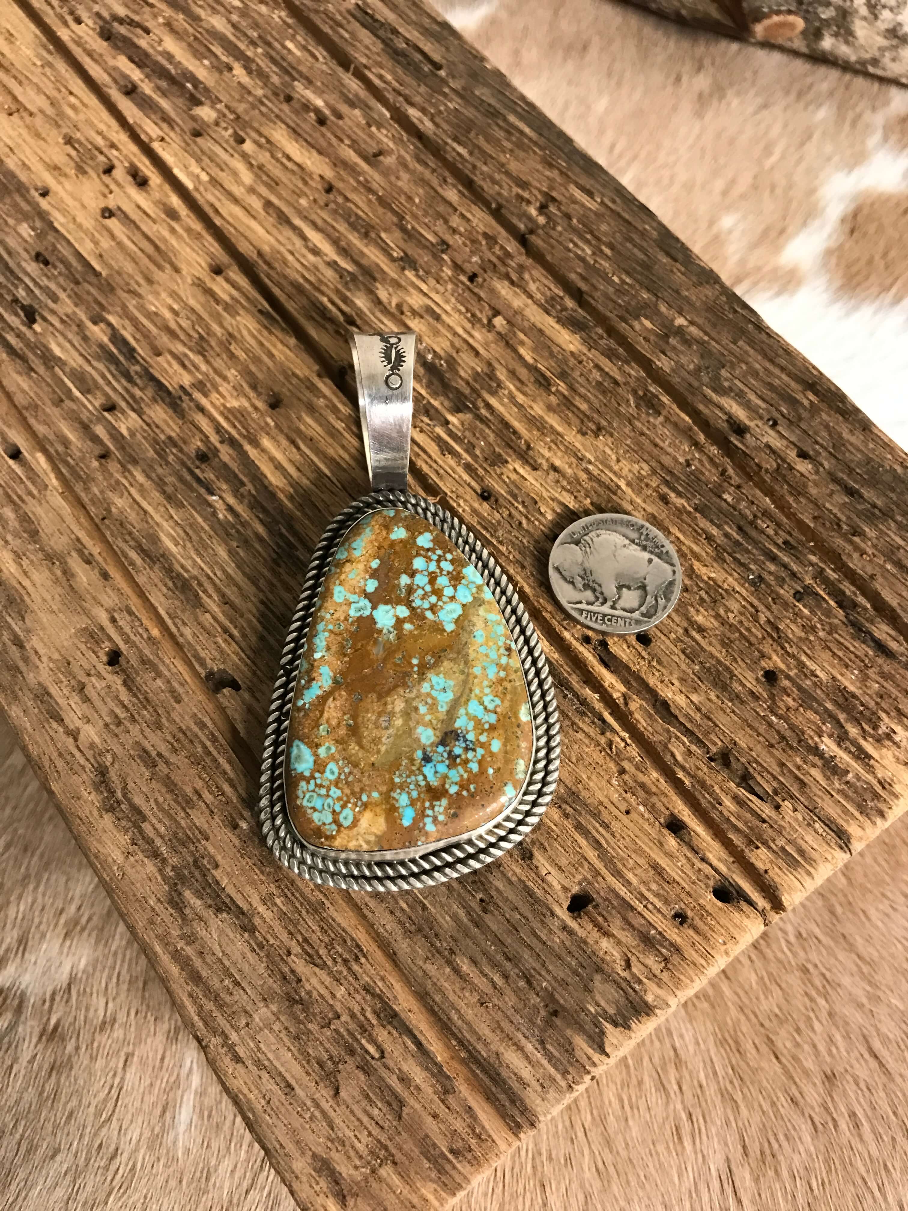 The Billings Turquoise Pendant-Pendants-Calli Co., Turquoise and Silver Jewelry, Native American Handmade, Zuni Tribe, Navajo Tribe, Brock Texas