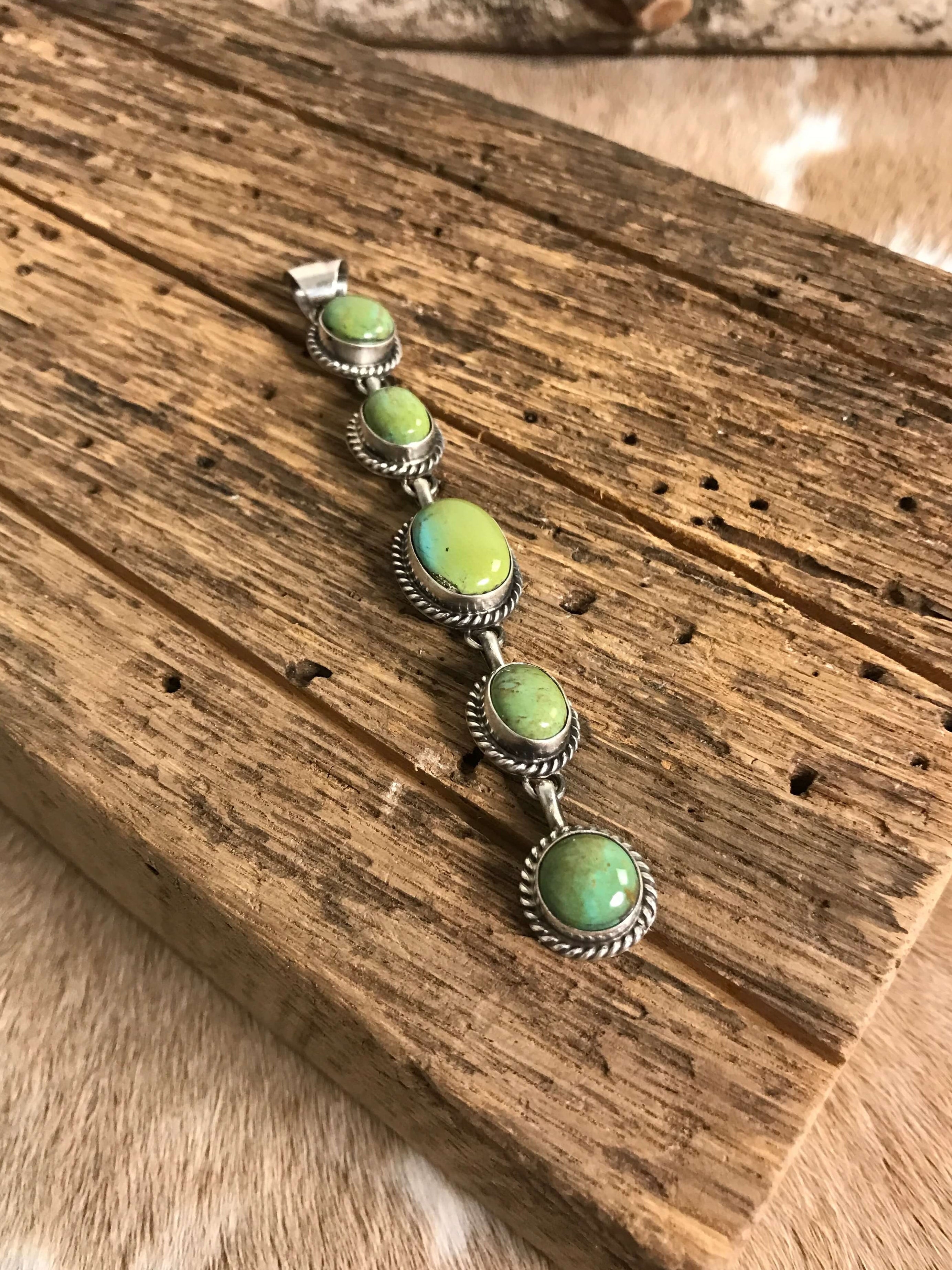 The Durango 5 Stone Lariat Pendant, 2-Necklaces-Calli Co., Turquoise and Silver Jewelry, Native American Handmade, Zuni Tribe, Navajo Tribe, Brock Texas