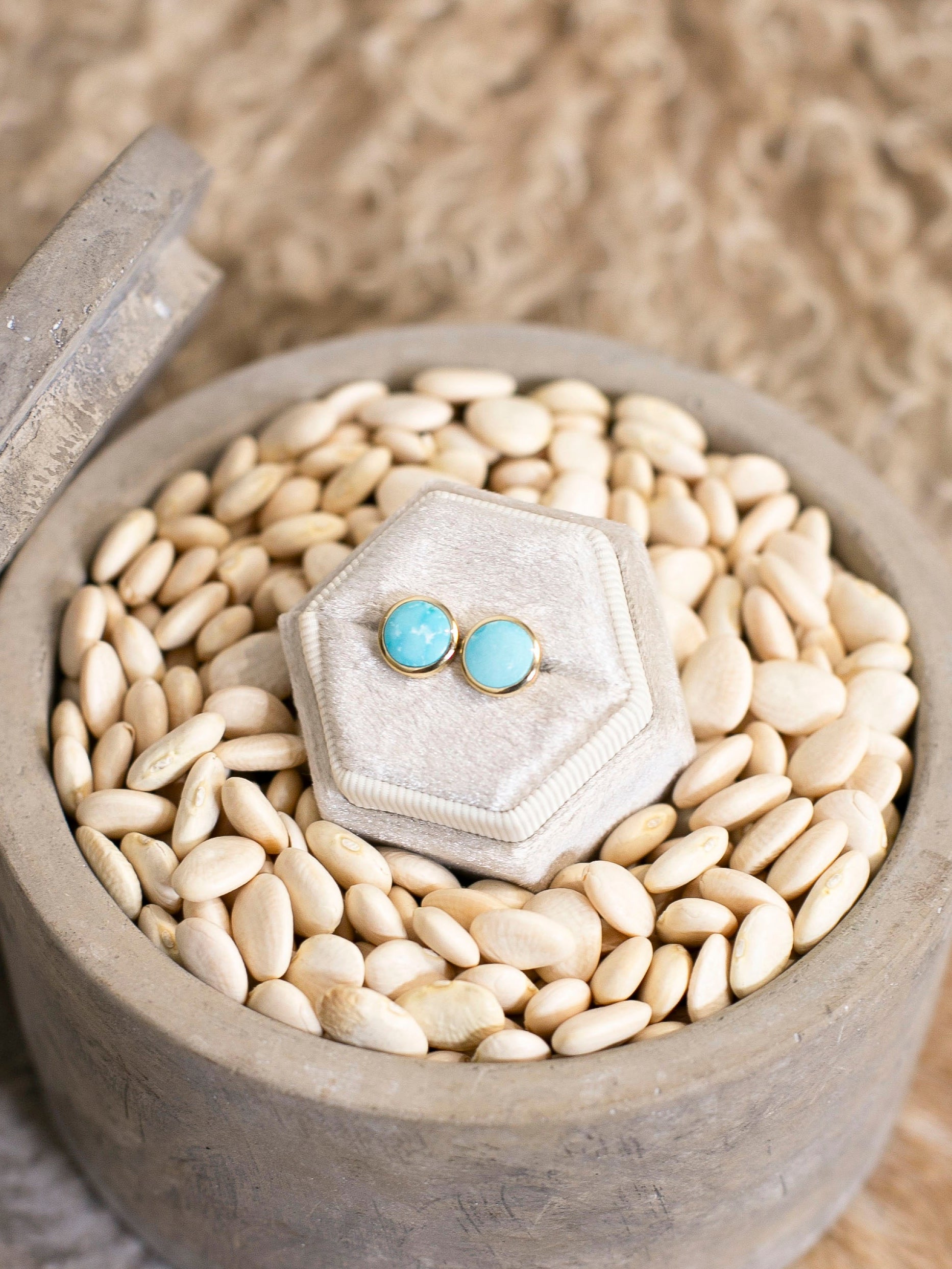 The Gold and Turquoise Earrings, 7-Earrings-Calli Co., Turquoise and Silver Jewelry, Native American Handmade, Zuni Tribe, Navajo Tribe, Brock Texas