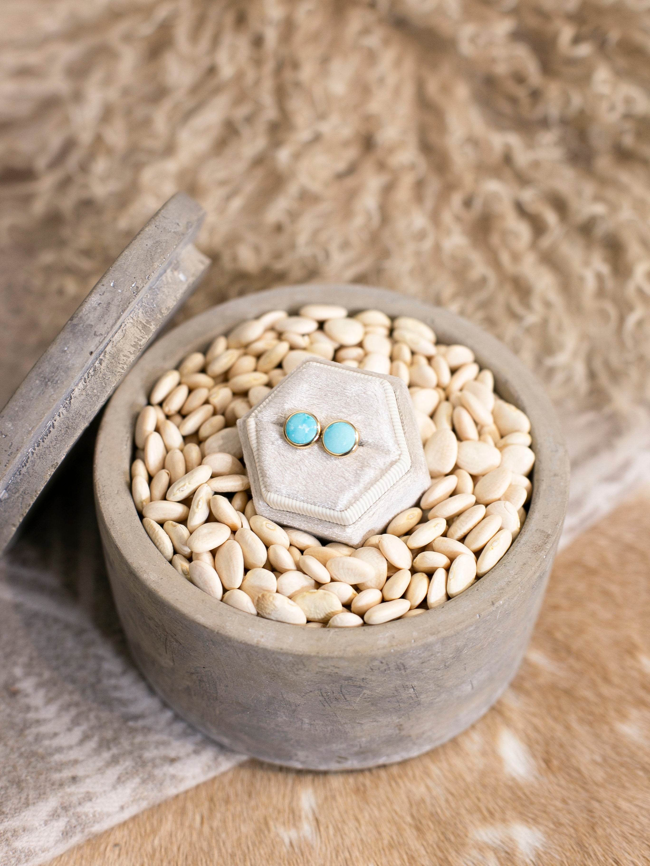 The Gold and Turquoise Earrings, 7-Earrings-Calli Co., Turquoise and Silver Jewelry, Native American Handmade, Zuni Tribe, Navajo Tribe, Brock Texas