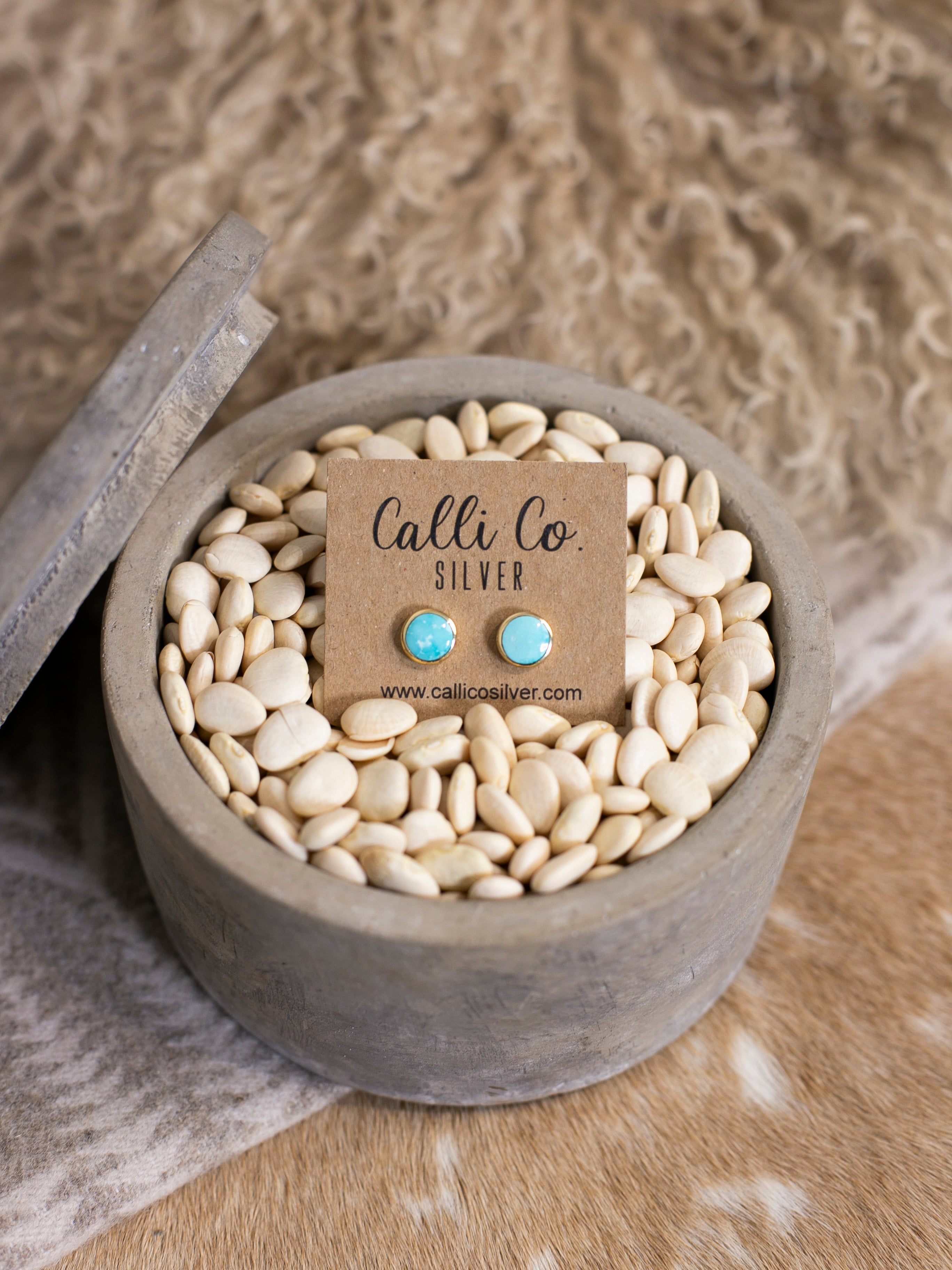 The Gold and Turquoise Earrings, 7-Earrings-Calli Co., Turquoise and Silver Jewelry, Native American Handmade, Zuni Tribe, Navajo Tribe, Brock Texas