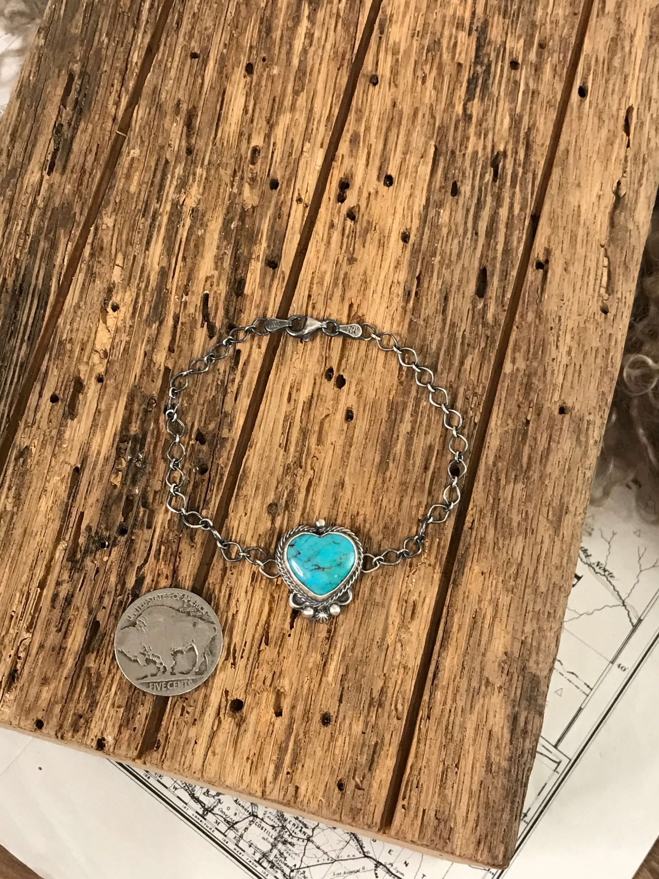 The Heart Link Bracelets-Bracelets & Cuffs-Calli Co., Turquoise and Silver Jewelry, Native American Handmade, Zuni Tribe, Navajo Tribe, Brock Texas