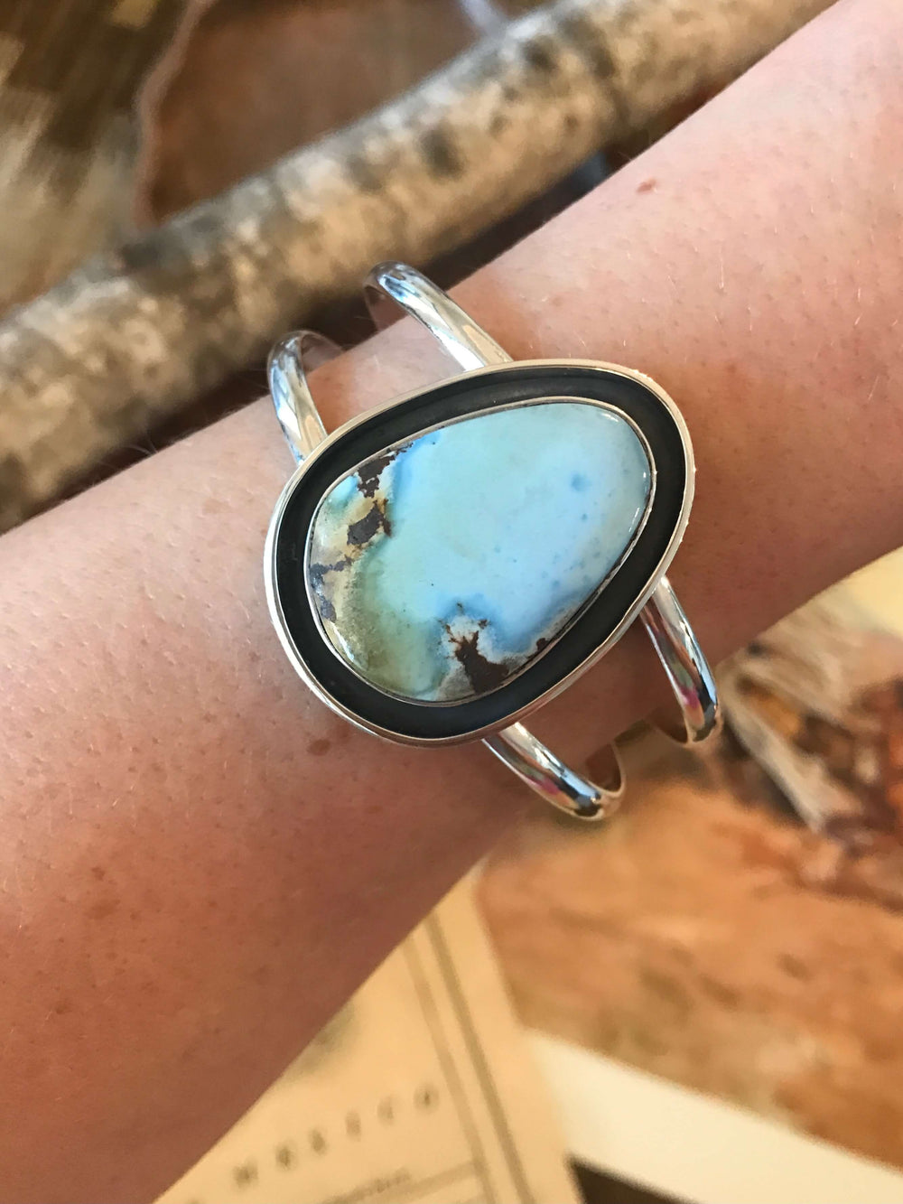 The Walker Turquoise Cuff, 2-Bracelets & Cuffs-Calli Co., Turquoise and Silver Jewelry, Native American Handmade, Zuni Tribe, Navajo Tribe, Brock Texas