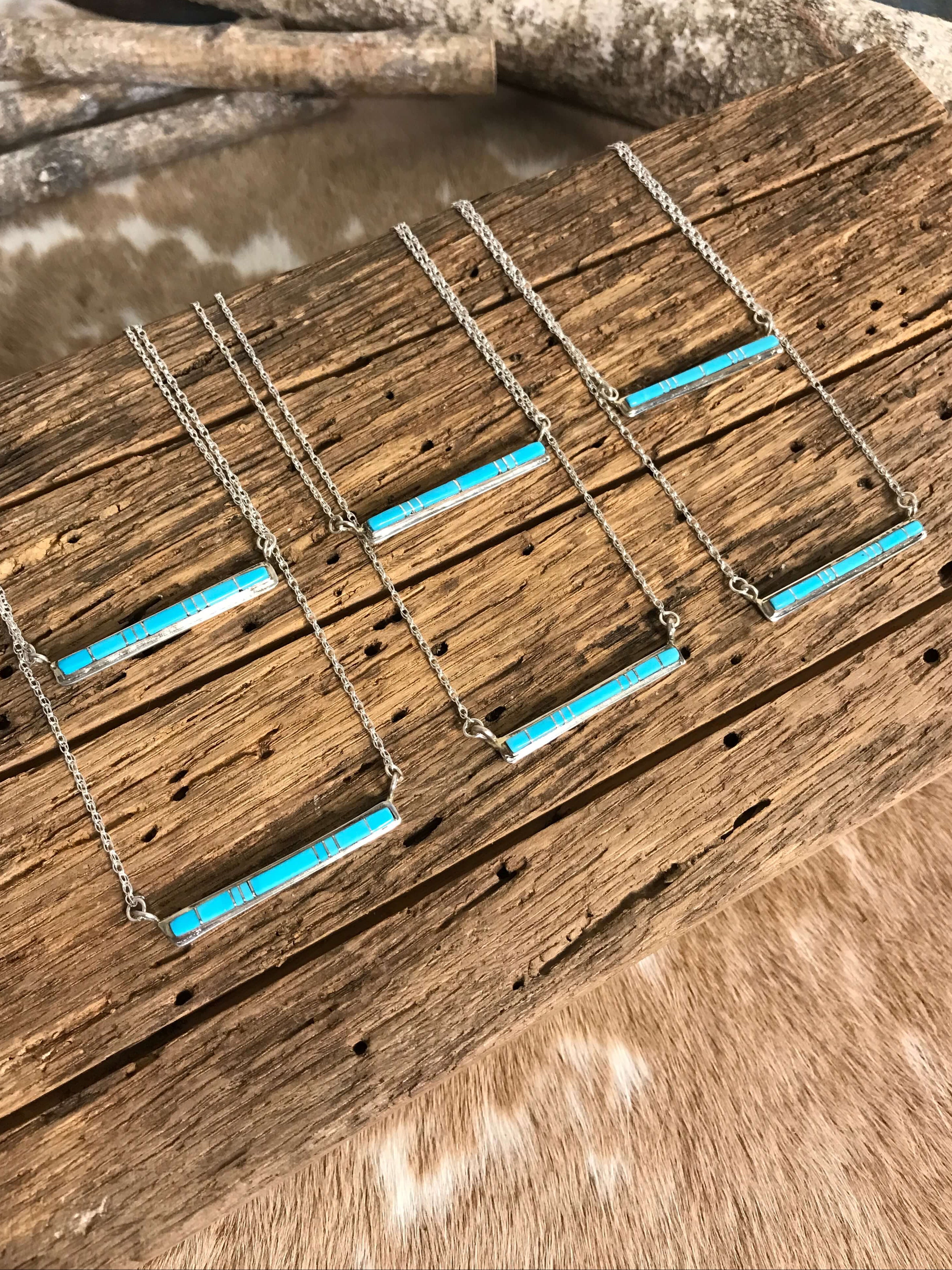 The Kiva Turquoise Inlay Necklaces-Necklaces-Calli Co., Turquoise and Silver Jewelry, Native American Handmade, Zuni Tribe, Navajo Tribe, Brock Texas