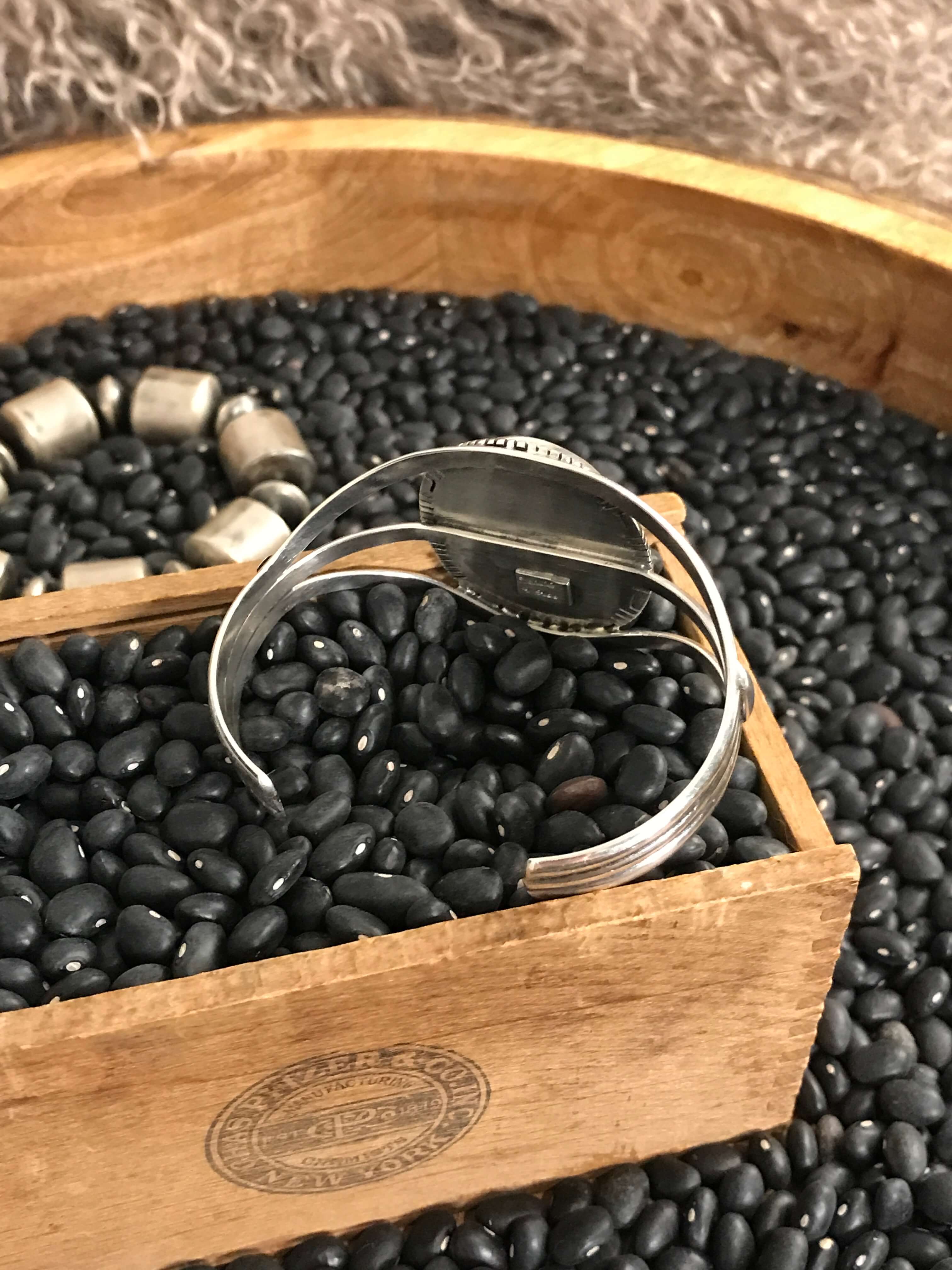 The Granada Bumblebee Cuff, 2-Bracelets & Cuffs-Calli Co., Turquoise and Silver Jewelry, Native American Handmade, Zuni Tribe, Navajo Tribe, Brock Texas