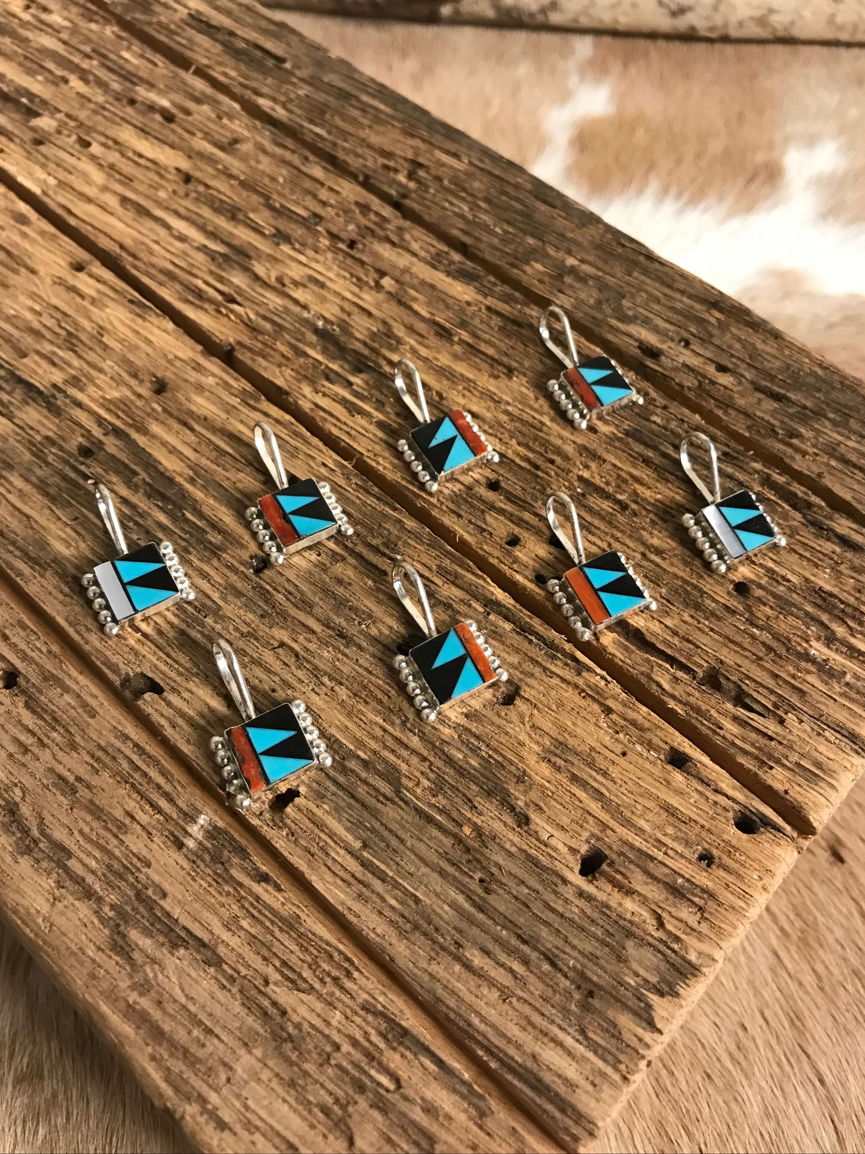 The Belton Inlay Pendants-Pendants-Calli Co., Turquoise and Silver Jewelry, Native American Handmade, Zuni Tribe, Navajo Tribe, Brock Texas