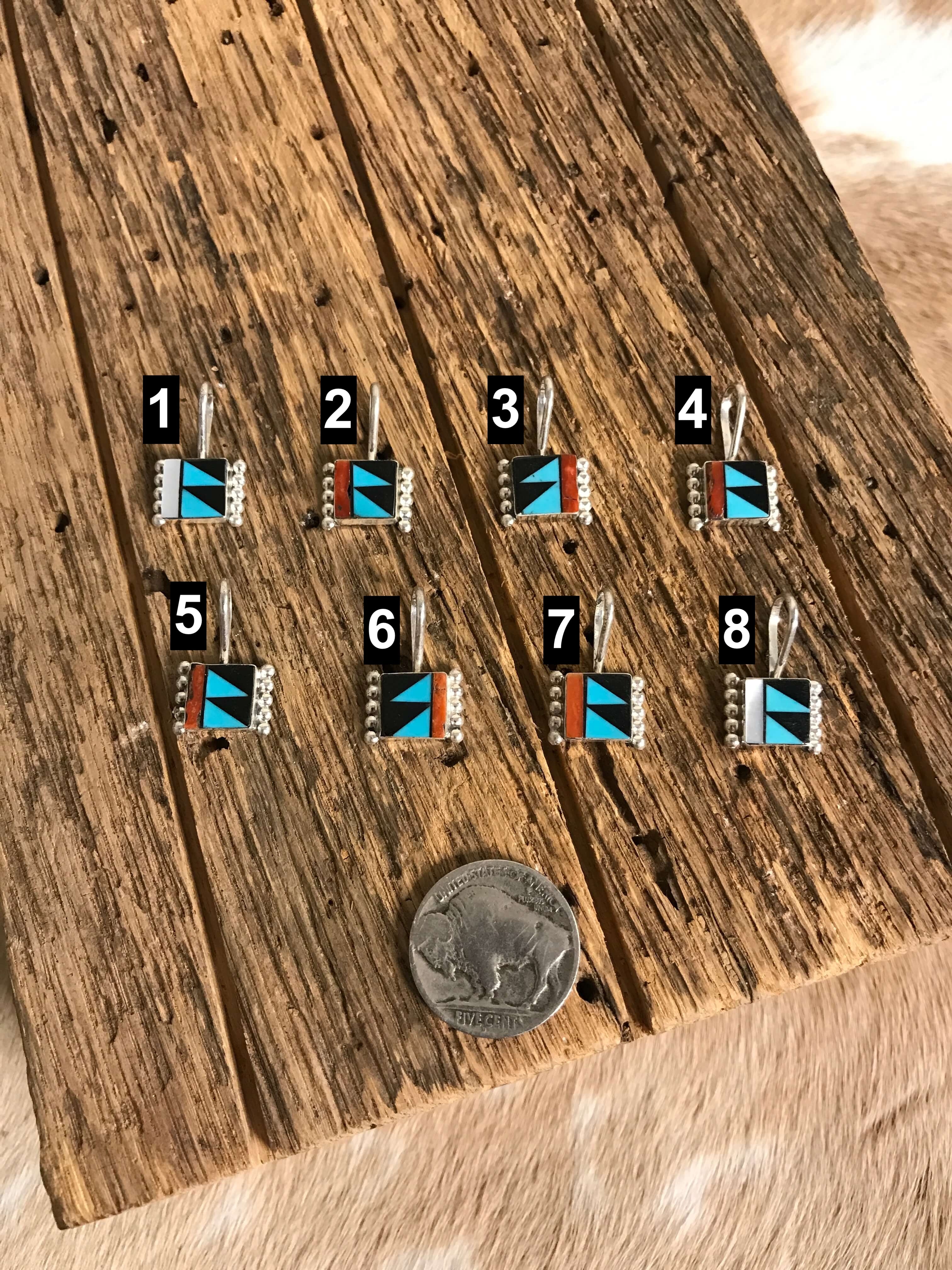 The Belton Inlay Pendants-Pendants-Calli Co., Turquoise and Silver Jewelry, Native American Handmade, Zuni Tribe, Navajo Tribe, Brock Texas