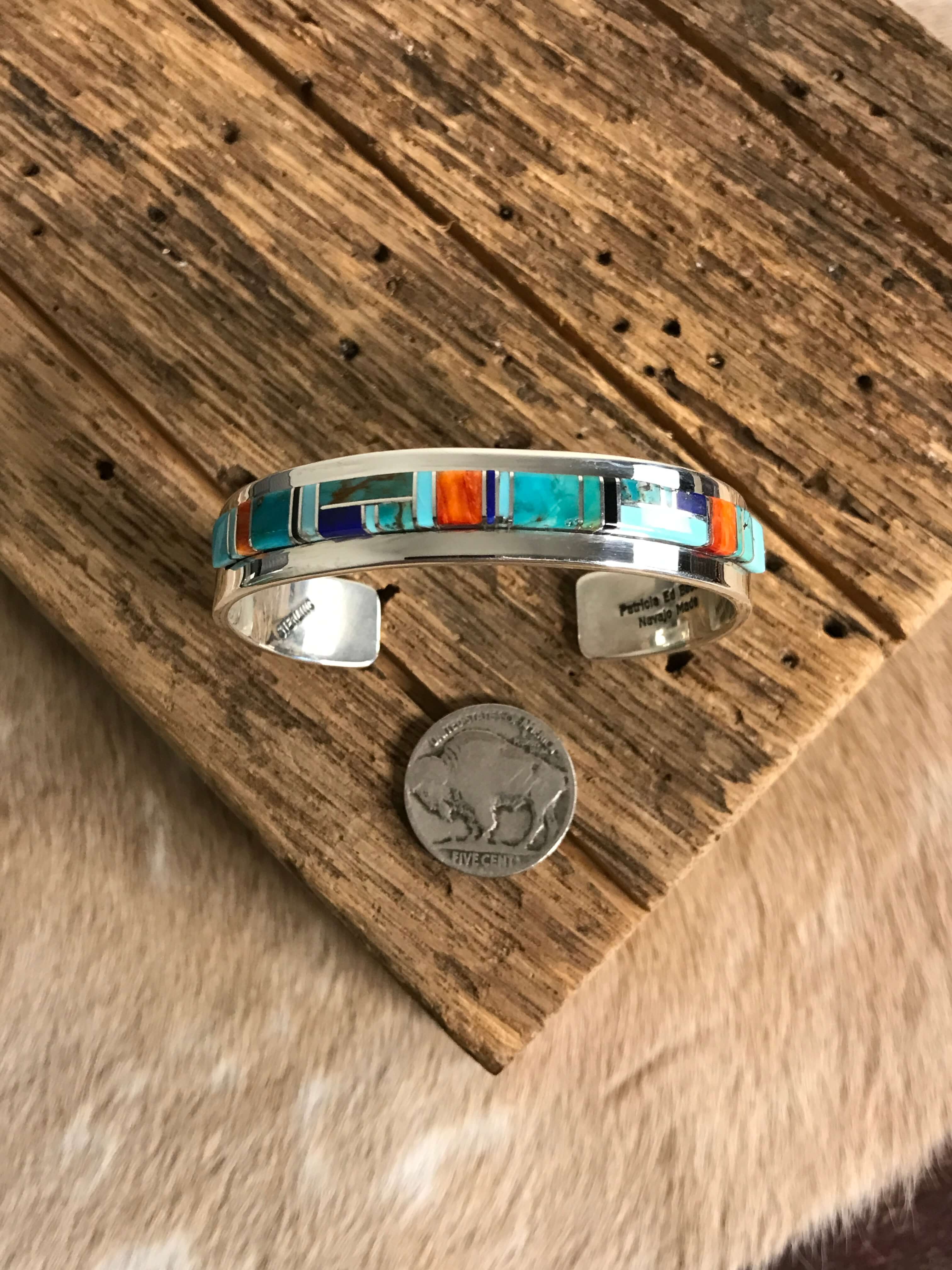 The Wolfforth Inlay Cuff-Bracelets & Cuffs-Calli Co., Turquoise and Silver Jewelry, Native American Handmade, Zuni Tribe, Navajo Tribe, Brock Texas