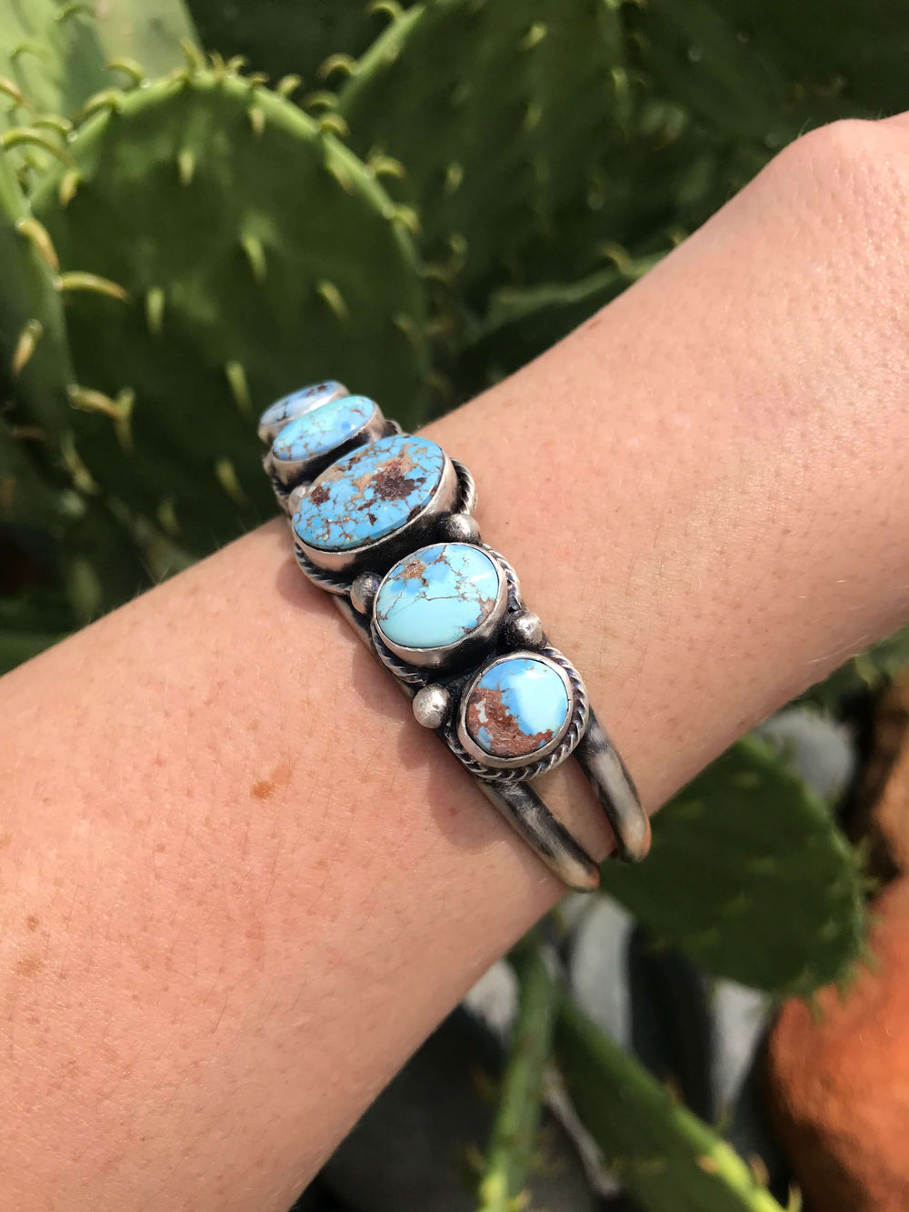 The Owachige Golden Hills Cuff-Bracelets & Cuffs-Calli Co., Turquoise and Silver Jewelry, Native American Handmade, Zuni Tribe, Navajo Tribe, Brock Texas
