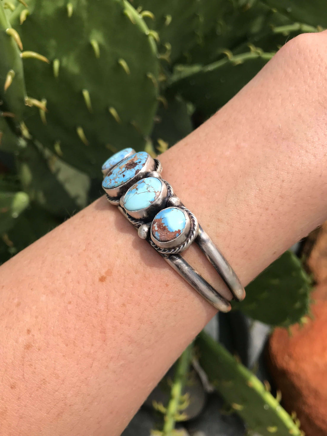 The Owachige Golden Hills Cuff-Bracelets & Cuffs-Calli Co., Turquoise and Silver Jewelry, Native American Handmade, Zuni Tribe, Navajo Tribe, Brock Texas
