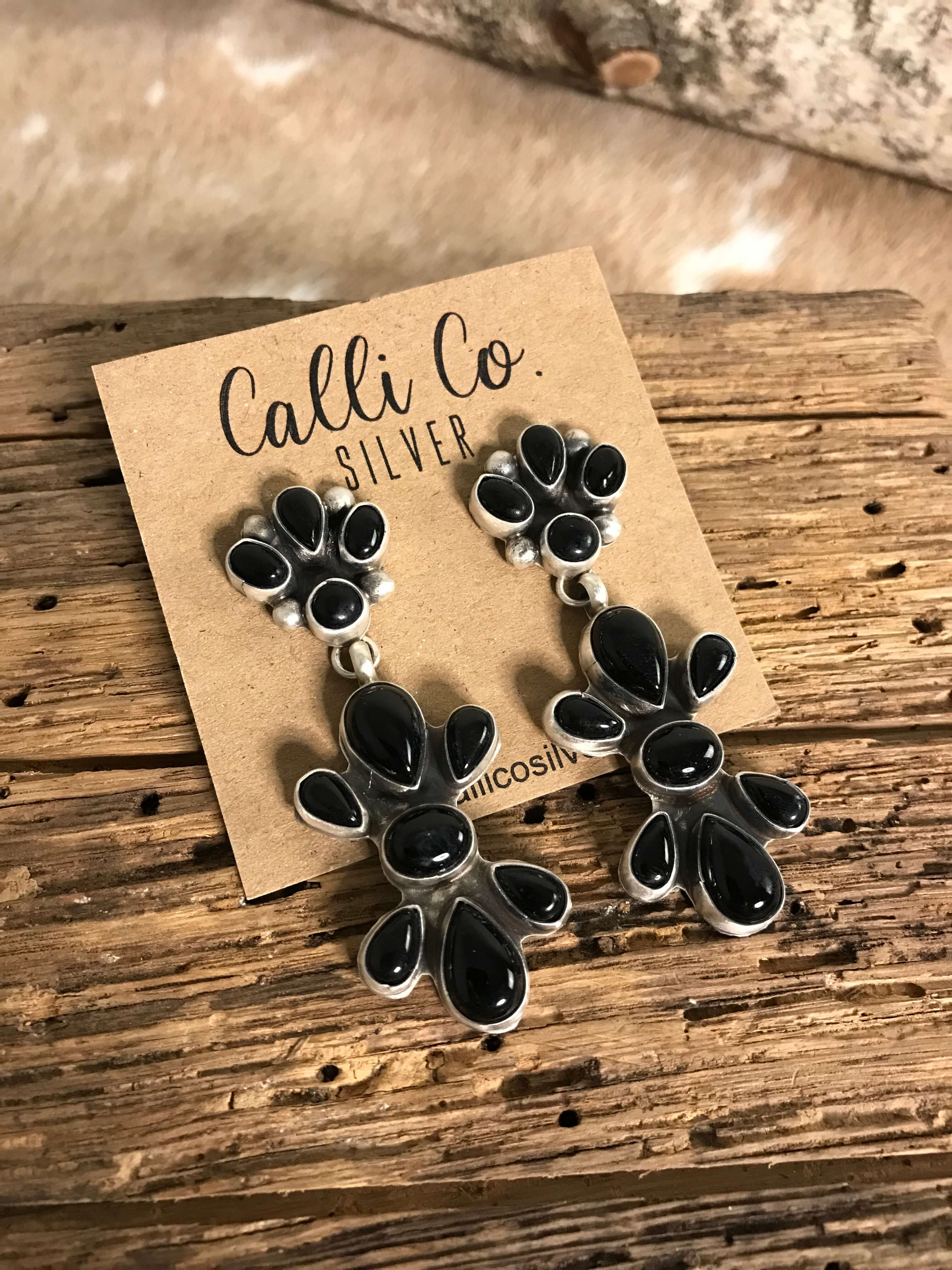 The Bardot Dangle Earrings-Earrings-Calli Co., Turquoise and Silver Jewelry, Native American Handmade, Zuni Tribe, Navajo Tribe, Brock Texas