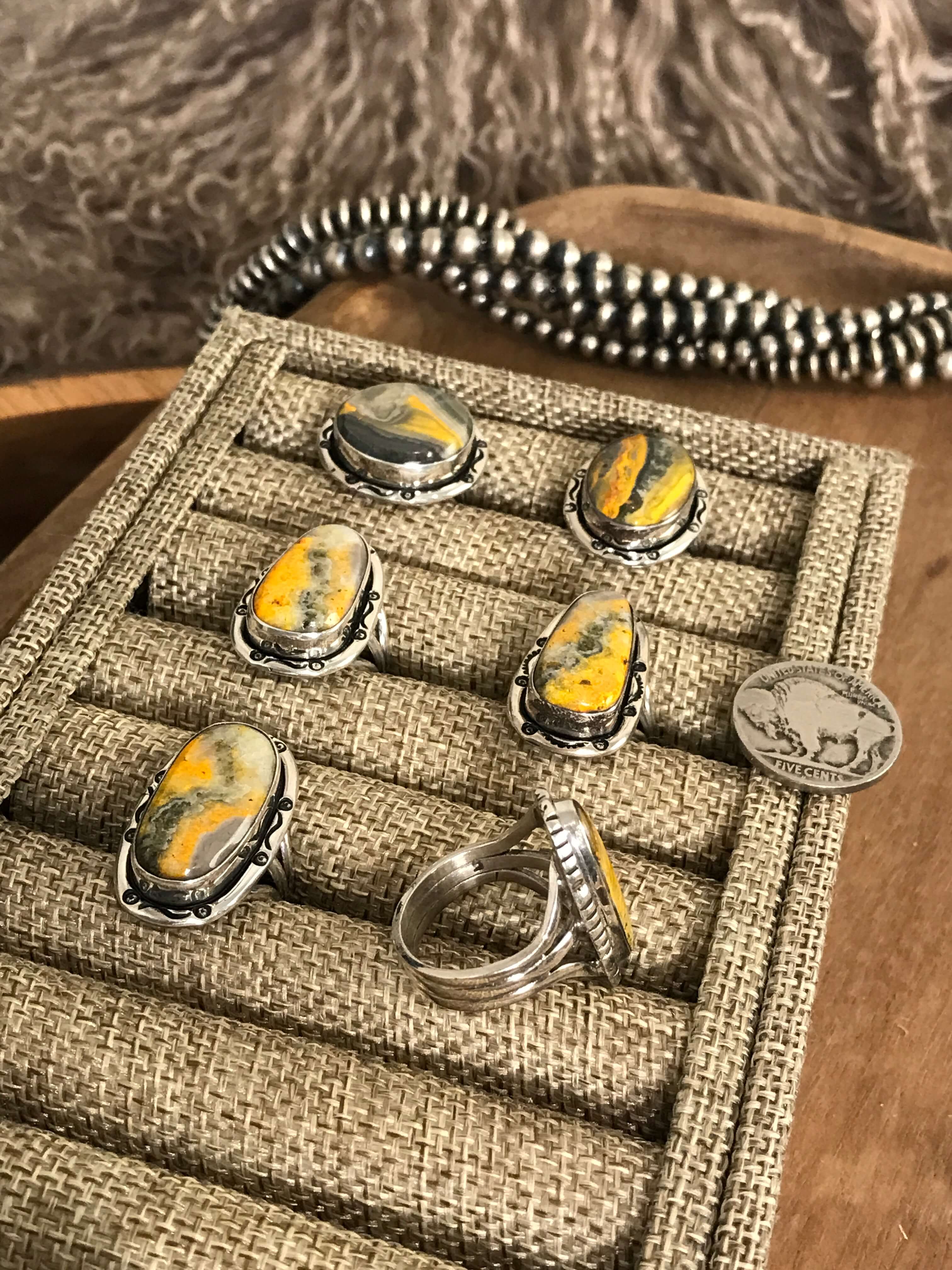 The Bosque Rings-Rings-Calli Co., Turquoise and Silver Jewelry, Native American Handmade, Zuni Tribe, Navajo Tribe, Brock Texas