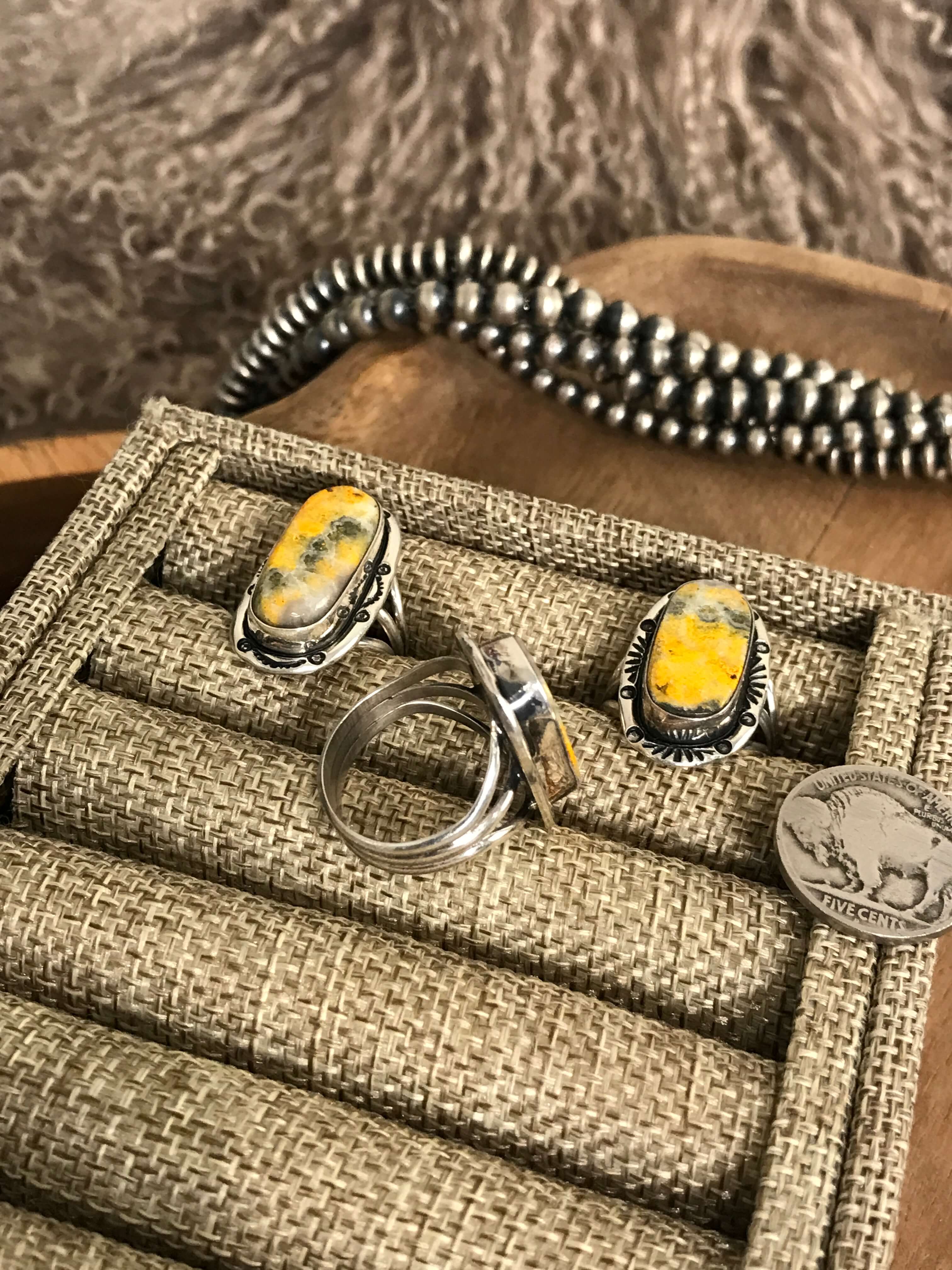 The Alamosa Rings-Rings-Calli Co., Turquoise and Silver Jewelry, Native American Handmade, Zuni Tribe, Navajo Tribe, Brock Texas