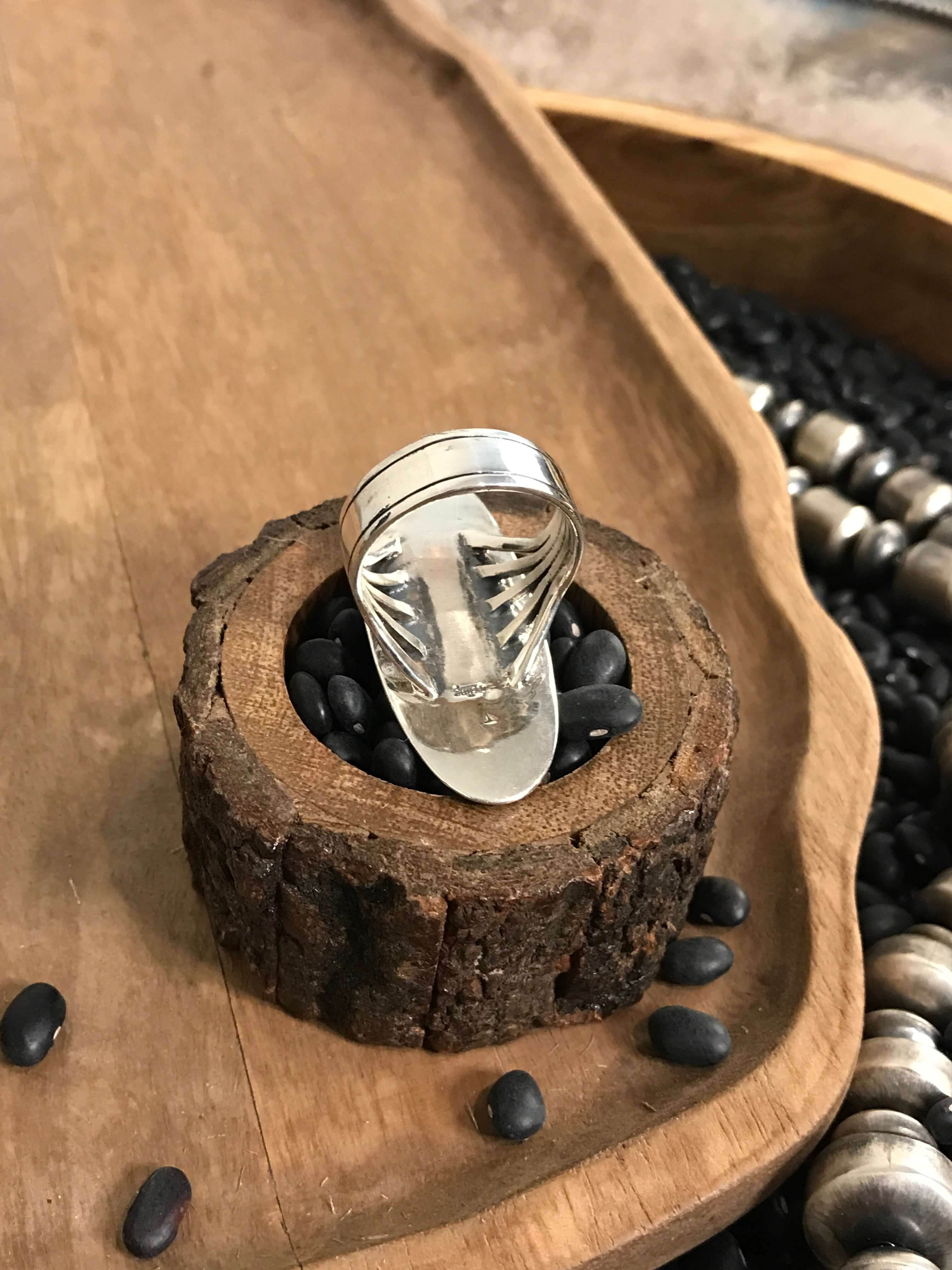 The Tolani Ring, Sz 13-Rings-Calli Co., Turquoise and Silver Jewelry, Native American Handmade, Zuni Tribe, Navajo Tribe, Brock Texas