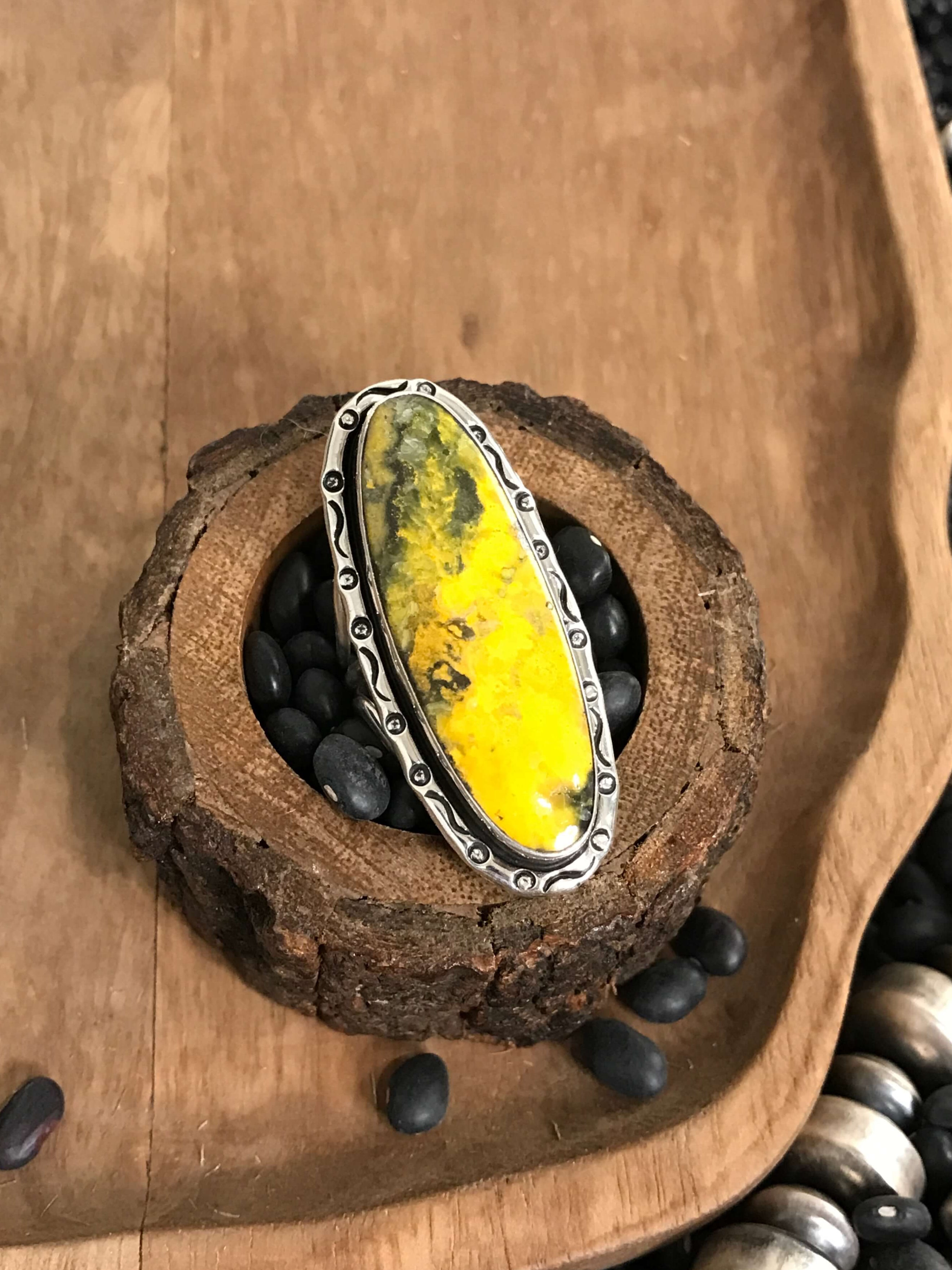 The Borrego Ring, Sz 10.5-Rings-Calli Co., Turquoise and Silver Jewelry, Native American Handmade, Zuni Tribe, Navajo Tribe, Brock Texas