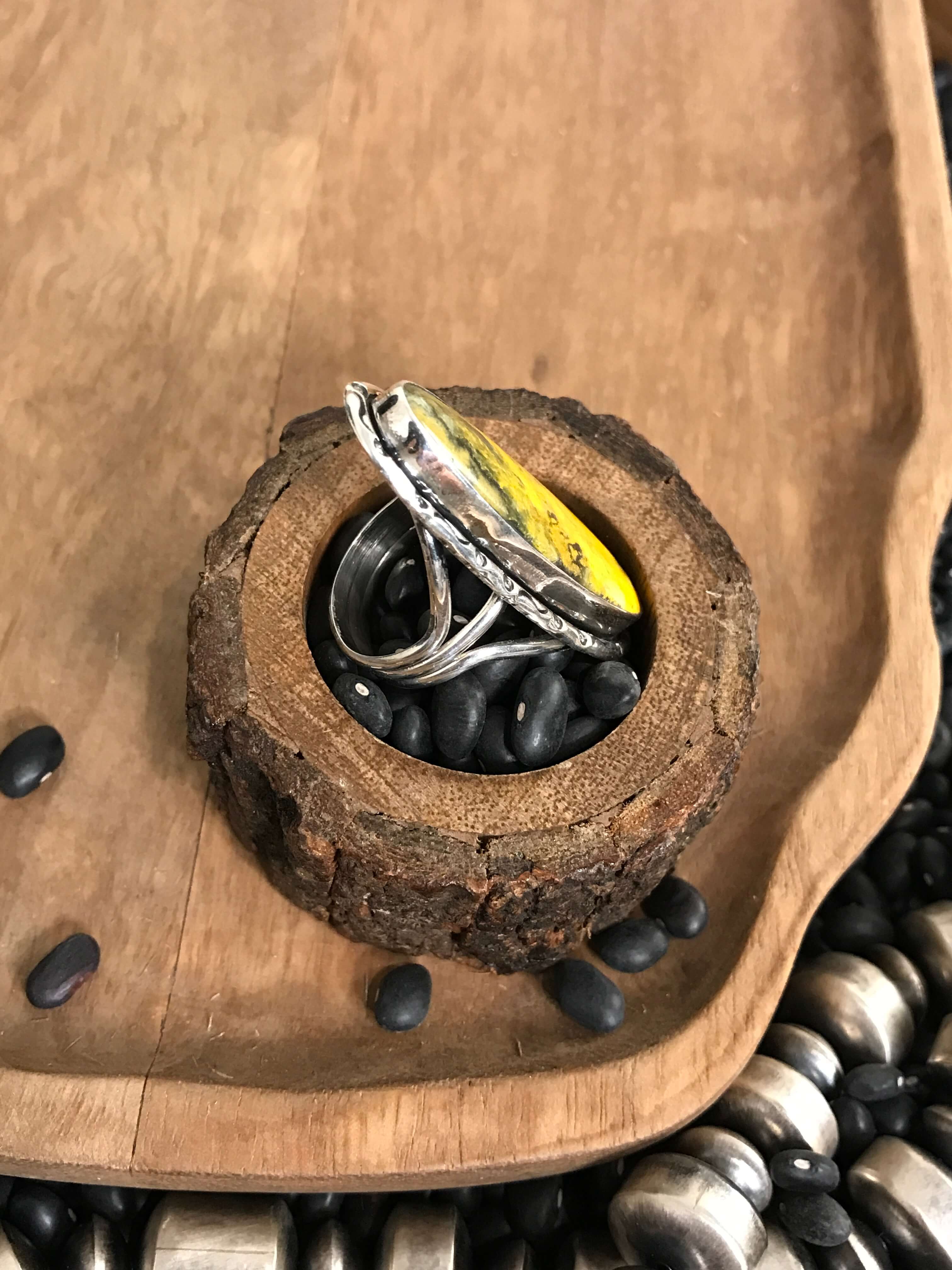 The Borrego Ring, Sz 10.5-Rings-Calli Co., Turquoise and Silver Jewelry, Native American Handmade, Zuni Tribe, Navajo Tribe, Brock Texas