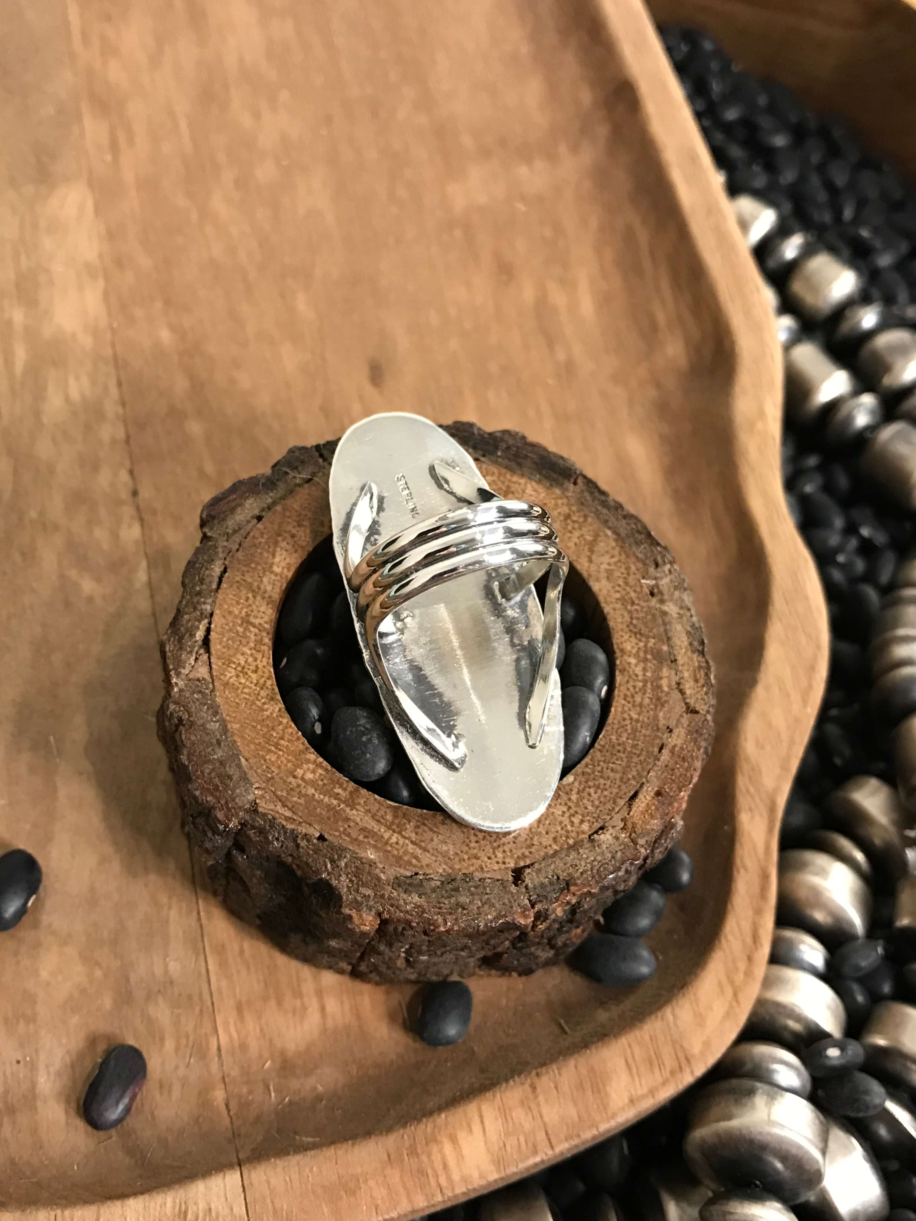 The Borrego Ring, Sz 10.5-Rings-Calli Co., Turquoise and Silver Jewelry, Native American Handmade, Zuni Tribe, Navajo Tribe, Brock Texas