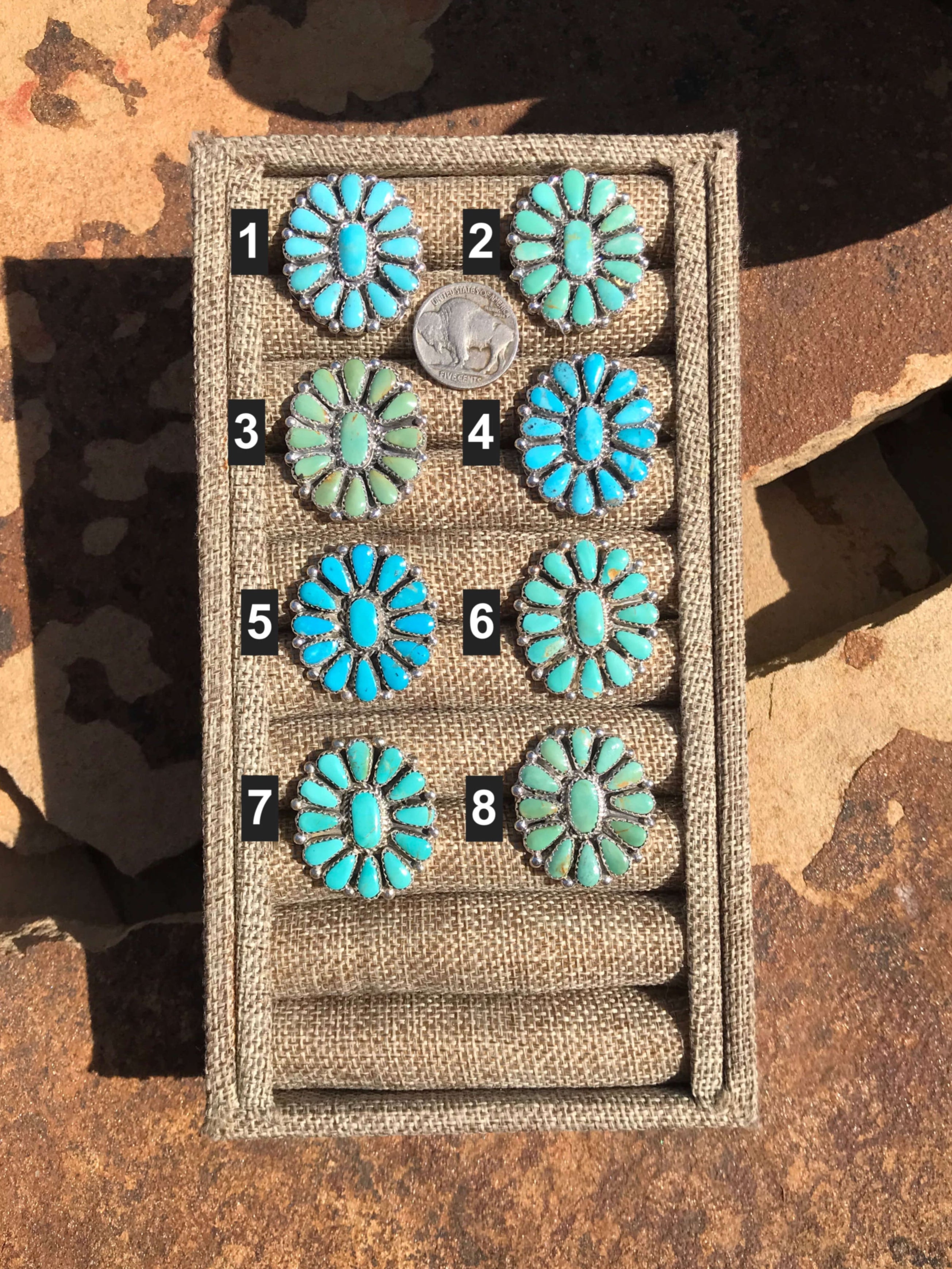 The Willis Adjustable Turquoise Cluster Rings-Rings-Calli Co., Turquoise and Silver Jewelry, Native American Handmade, Zuni Tribe, Navajo Tribe, Brock Texas