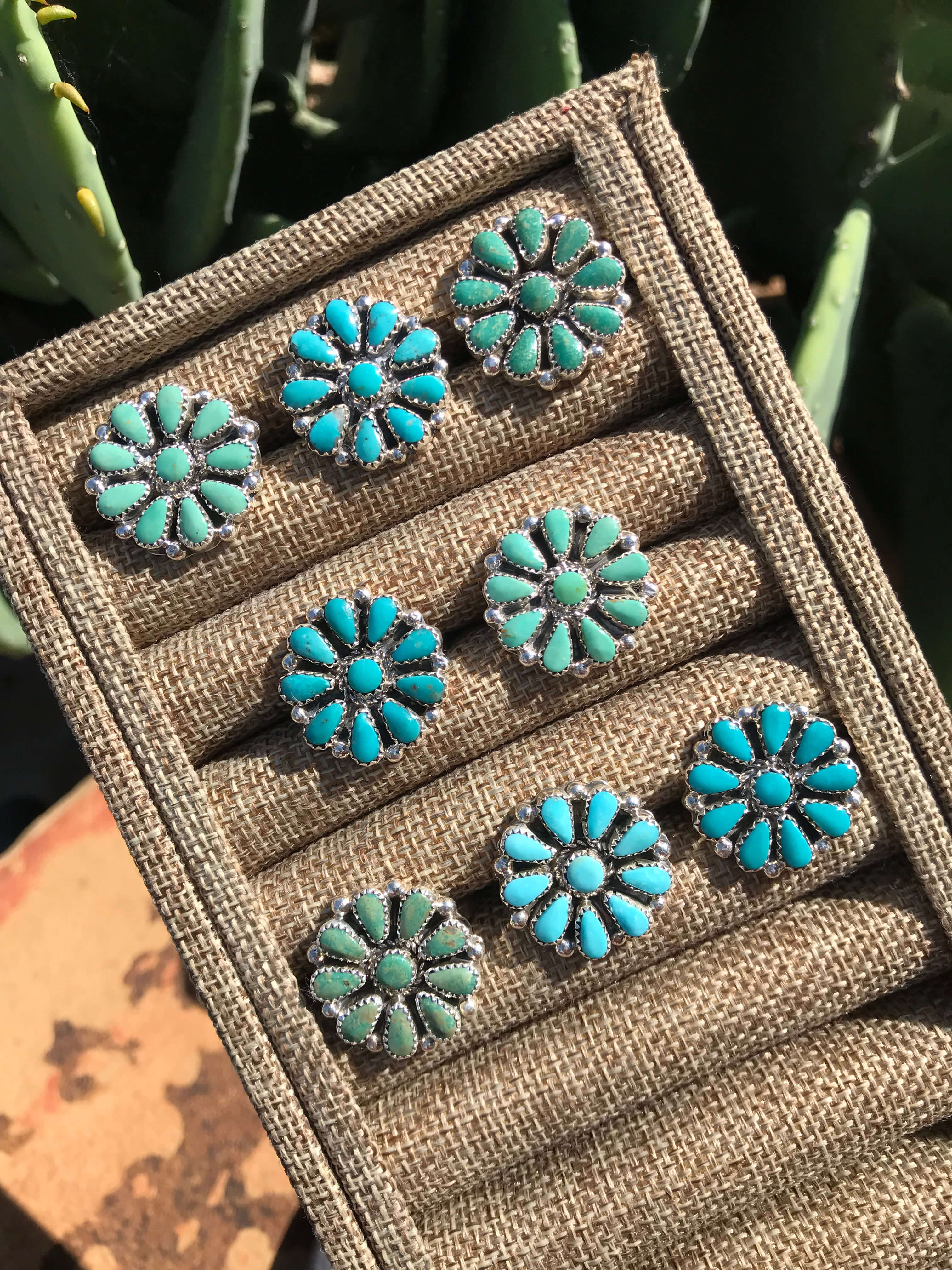 The Waylon Adjustable Turquoise Cluster Rings-Rings-Calli Co., Turquoise and Silver Jewelry, Native American Handmade, Zuni Tribe, Navajo Tribe, Brock Texas