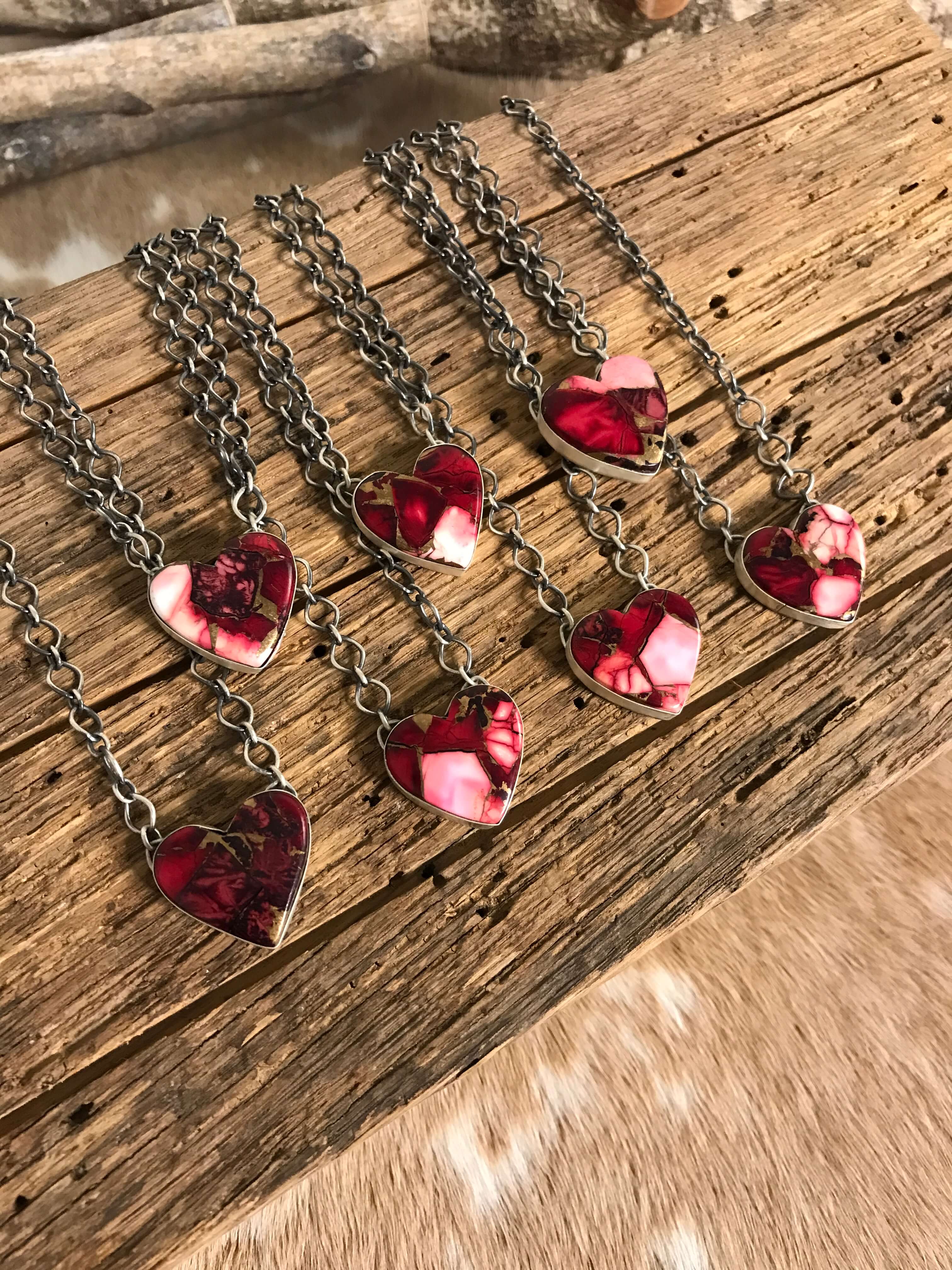 The Laramie Heart Necklaces xx-Necklaces-Calli Co., Turquoise and Silver Jewelry, Native American Handmade, Zuni Tribe, Navajo Tribe, Brock Texas