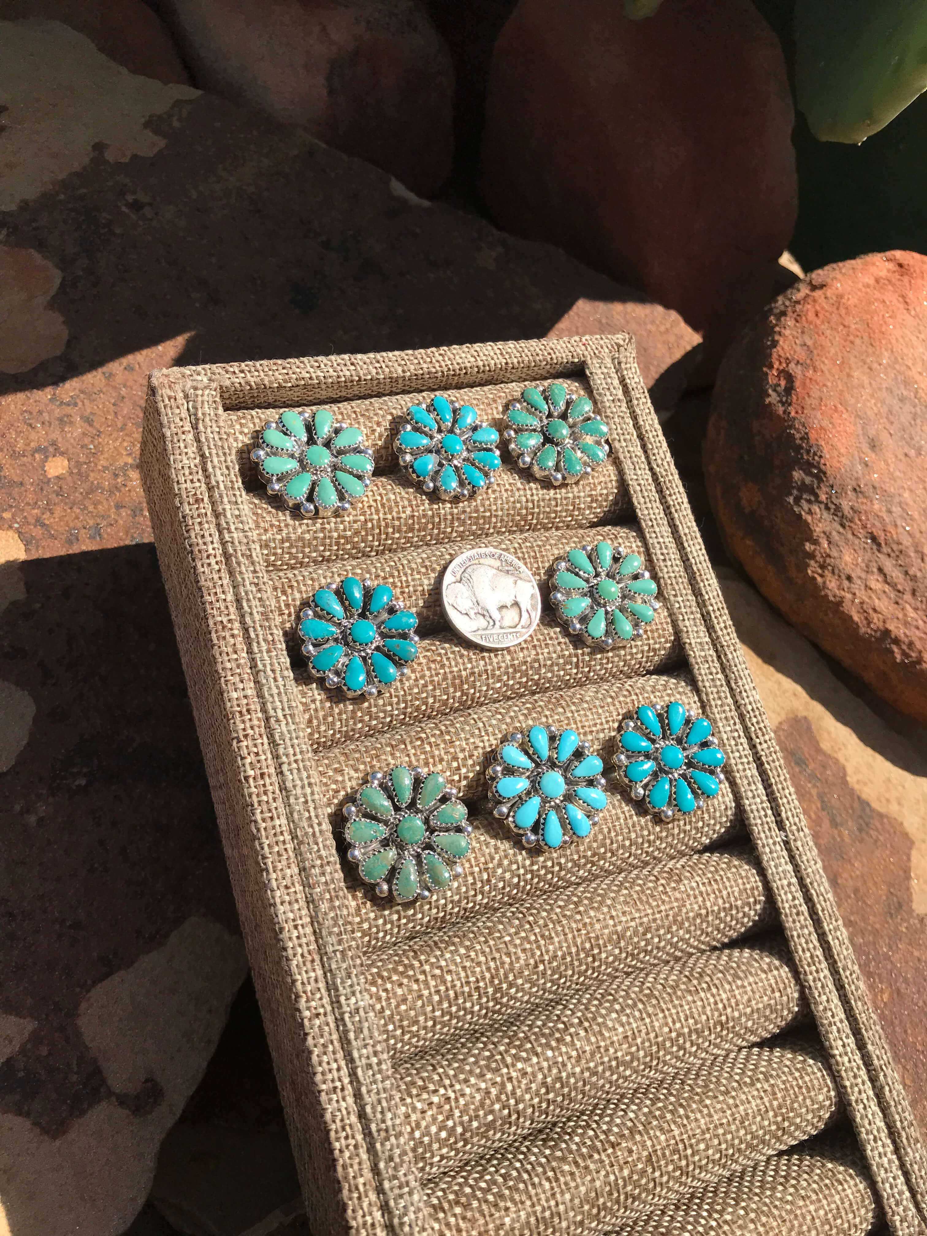 The Waylon Adjustable Turquoise Cluster Rings-Rings-Calli Co., Turquoise and Silver Jewelry, Native American Handmade, Zuni Tribe, Navajo Tribe, Brock Texas