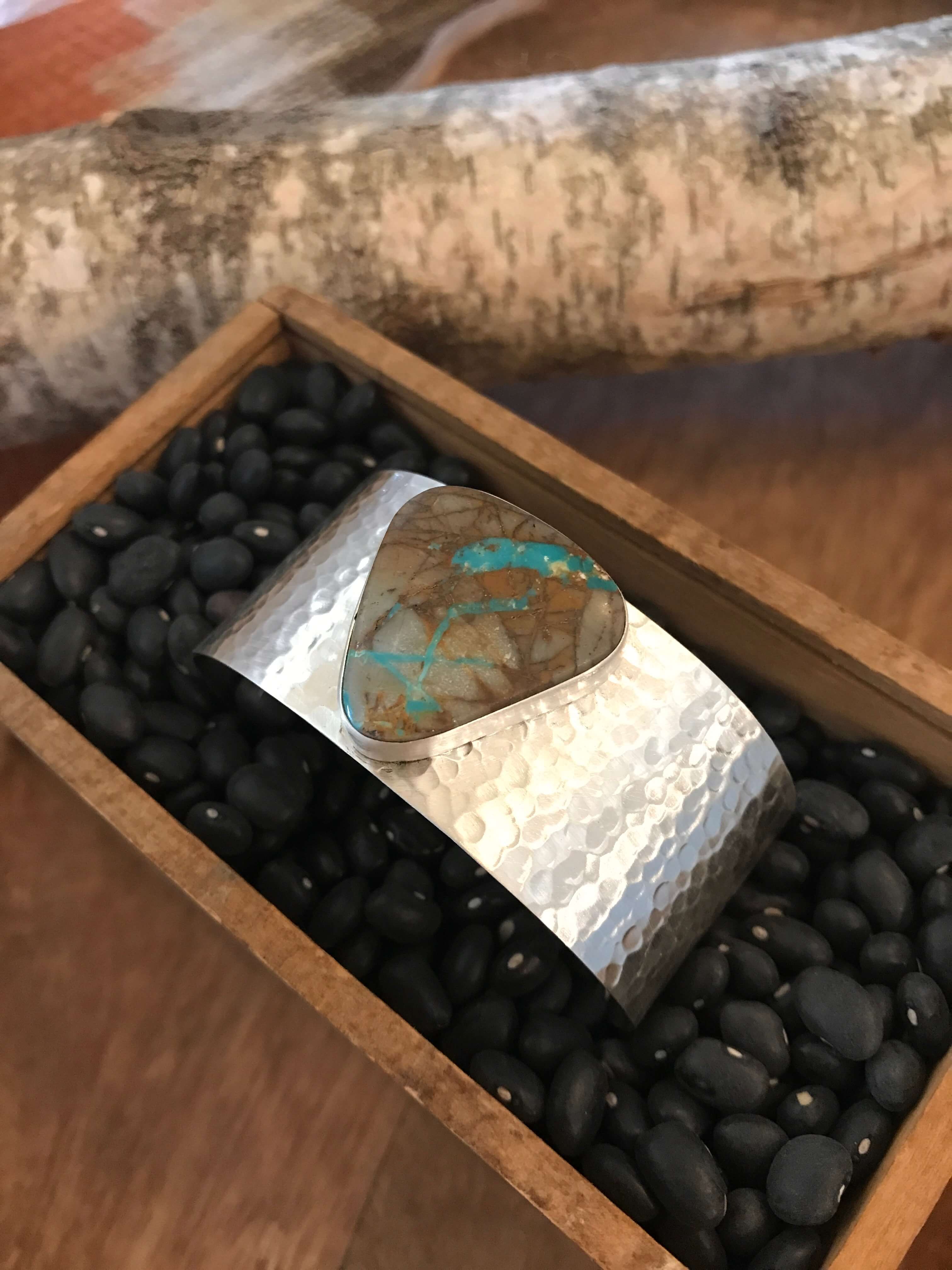 The Belle River Royston Turquoise Cuff, 4-Bracelets & Cuffs-Calli Co., Turquoise and Silver Jewelry, Native American Handmade, Zuni Tribe, Navajo Tribe, Brock Texas