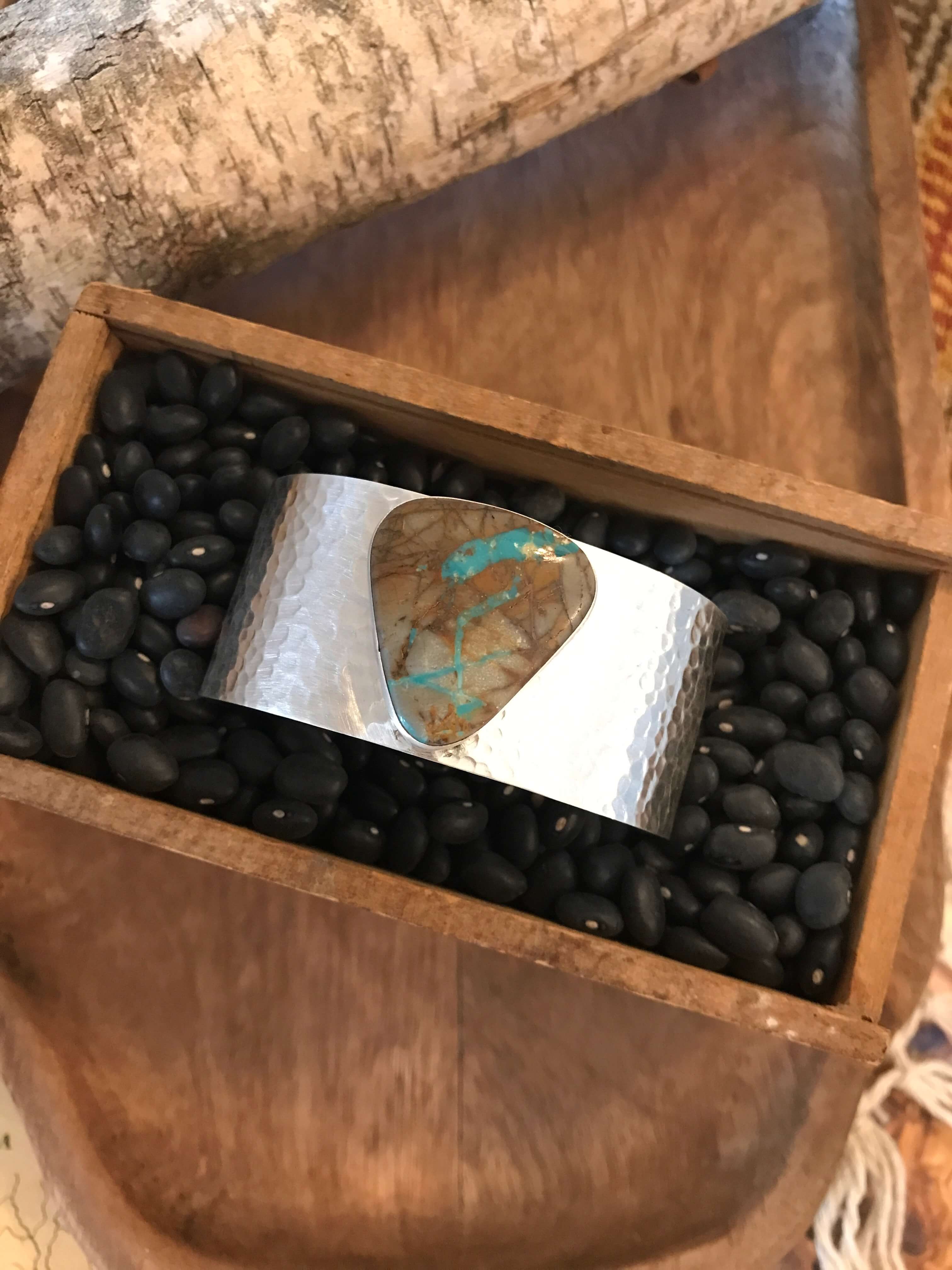 The Belle River Royston Turquoise Cuff, 4-Bracelets & Cuffs-Calli Co., Turquoise and Silver Jewelry, Native American Handmade, Zuni Tribe, Navajo Tribe, Brock Texas