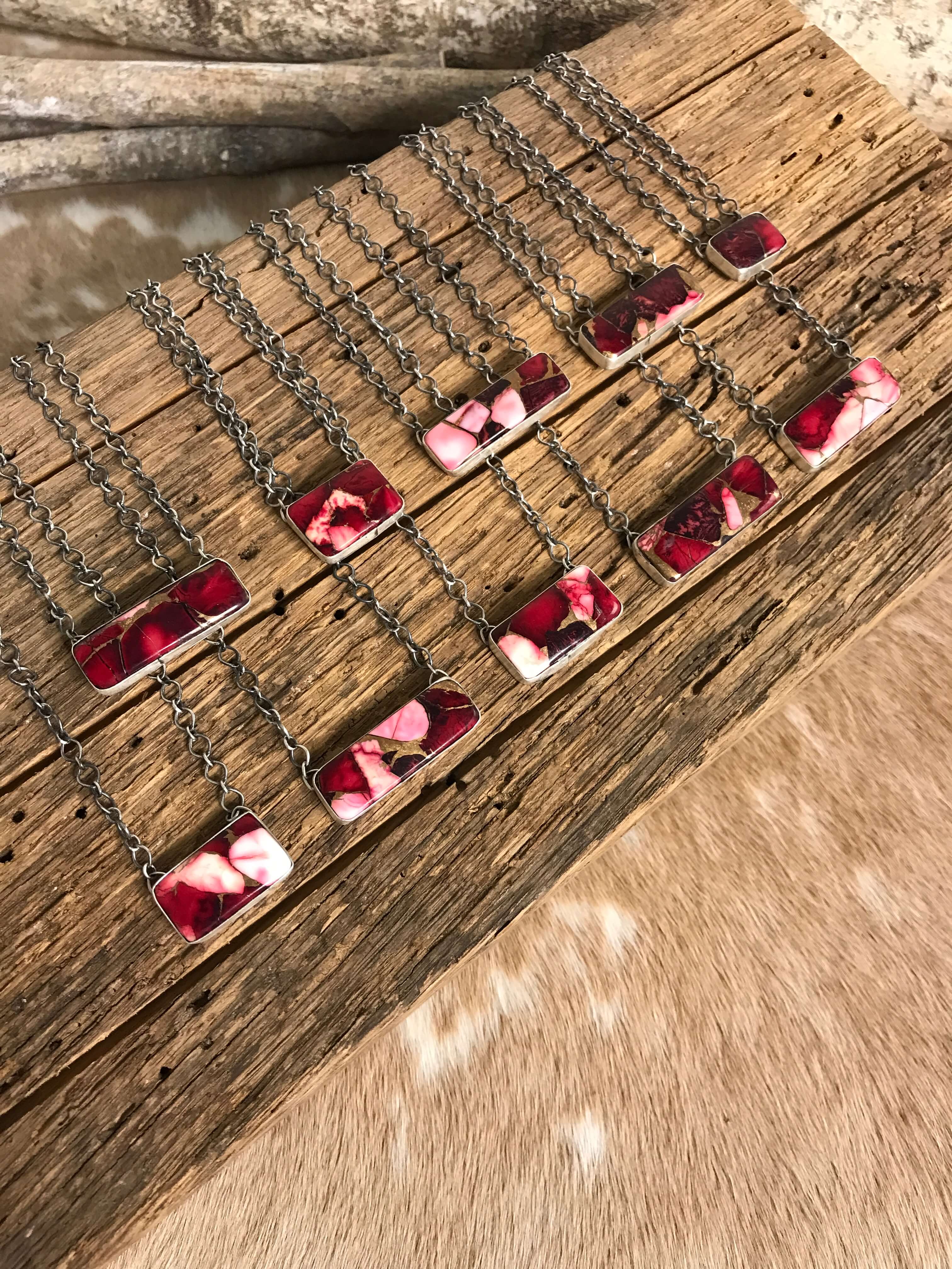 The Monaca Dahlia Rose Necklaces-Necklaces-Calli Co., Turquoise and Silver Jewelry, Native American Handmade, Zuni Tribe, Navajo Tribe, Brock Texas