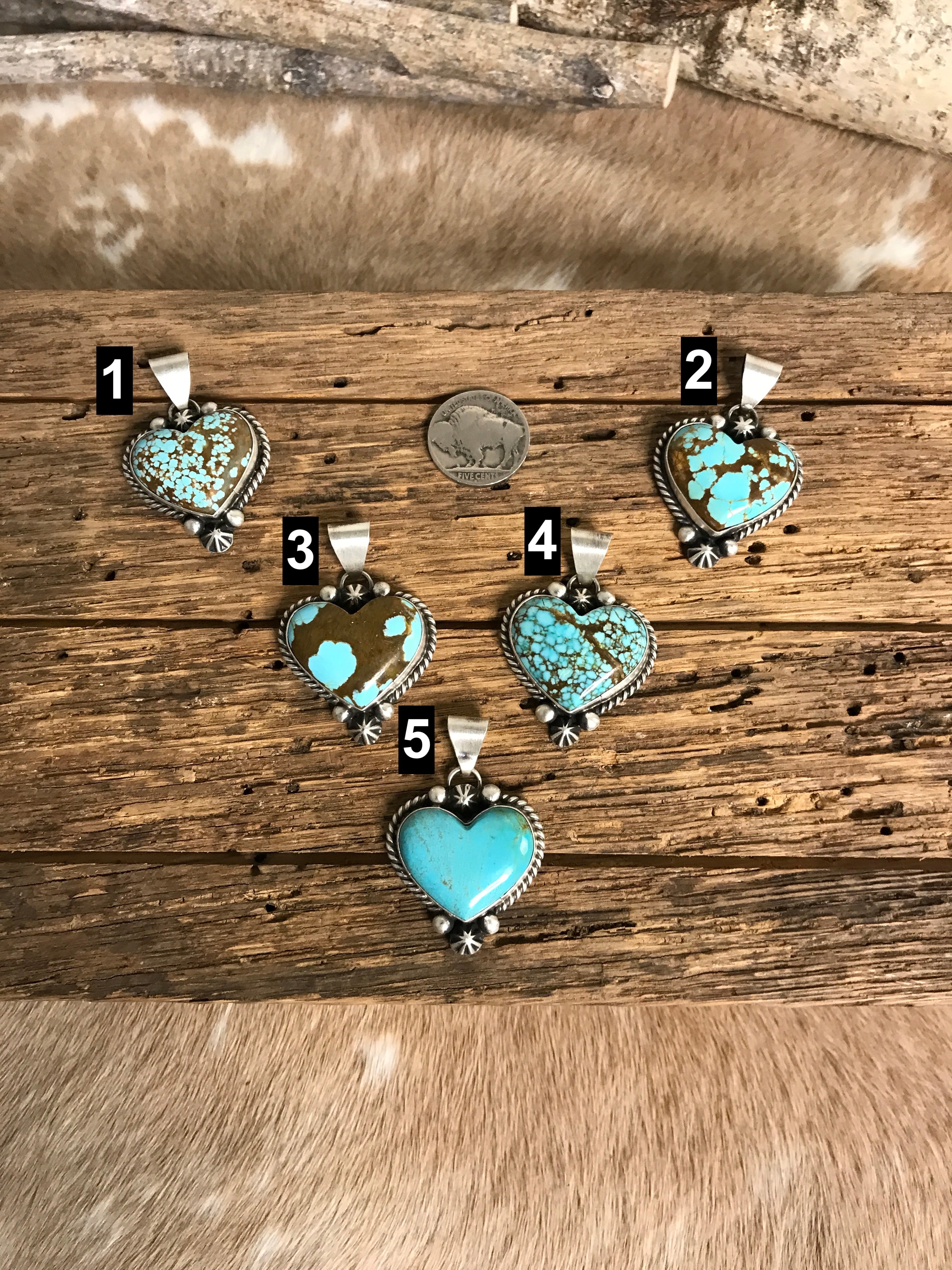 The Loveland Heart Pendants-Pendants-Calli Co., Turquoise and Silver Jewelry, Native American Handmade, Zuni Tribe, Navajo Tribe, Brock Texas