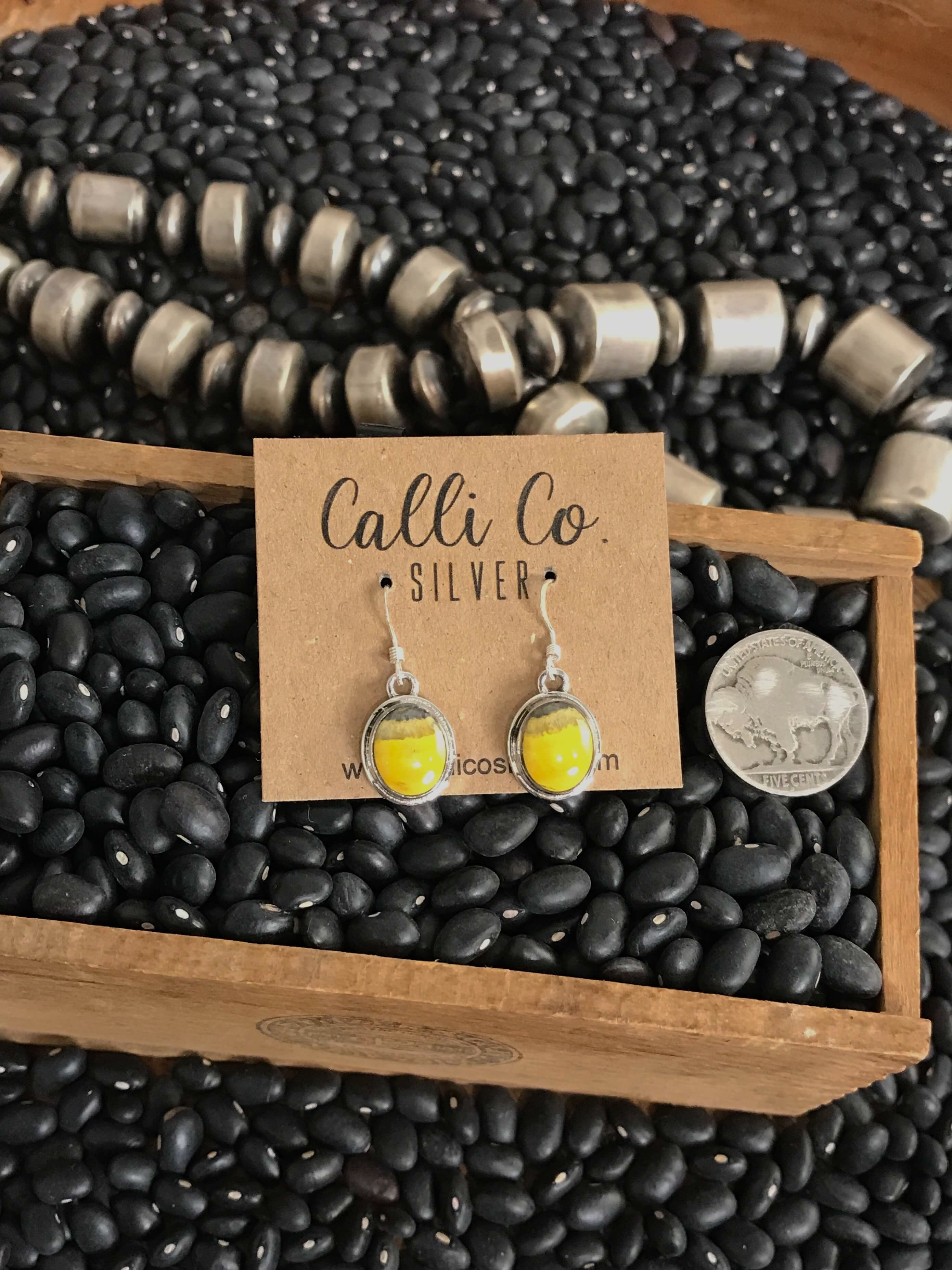 The Bumblebee Dangles, 20-Earrings-Calli Co., Turquoise and Silver Jewelry, Native American Handmade, Zuni Tribe, Navajo Tribe, Brock Texas