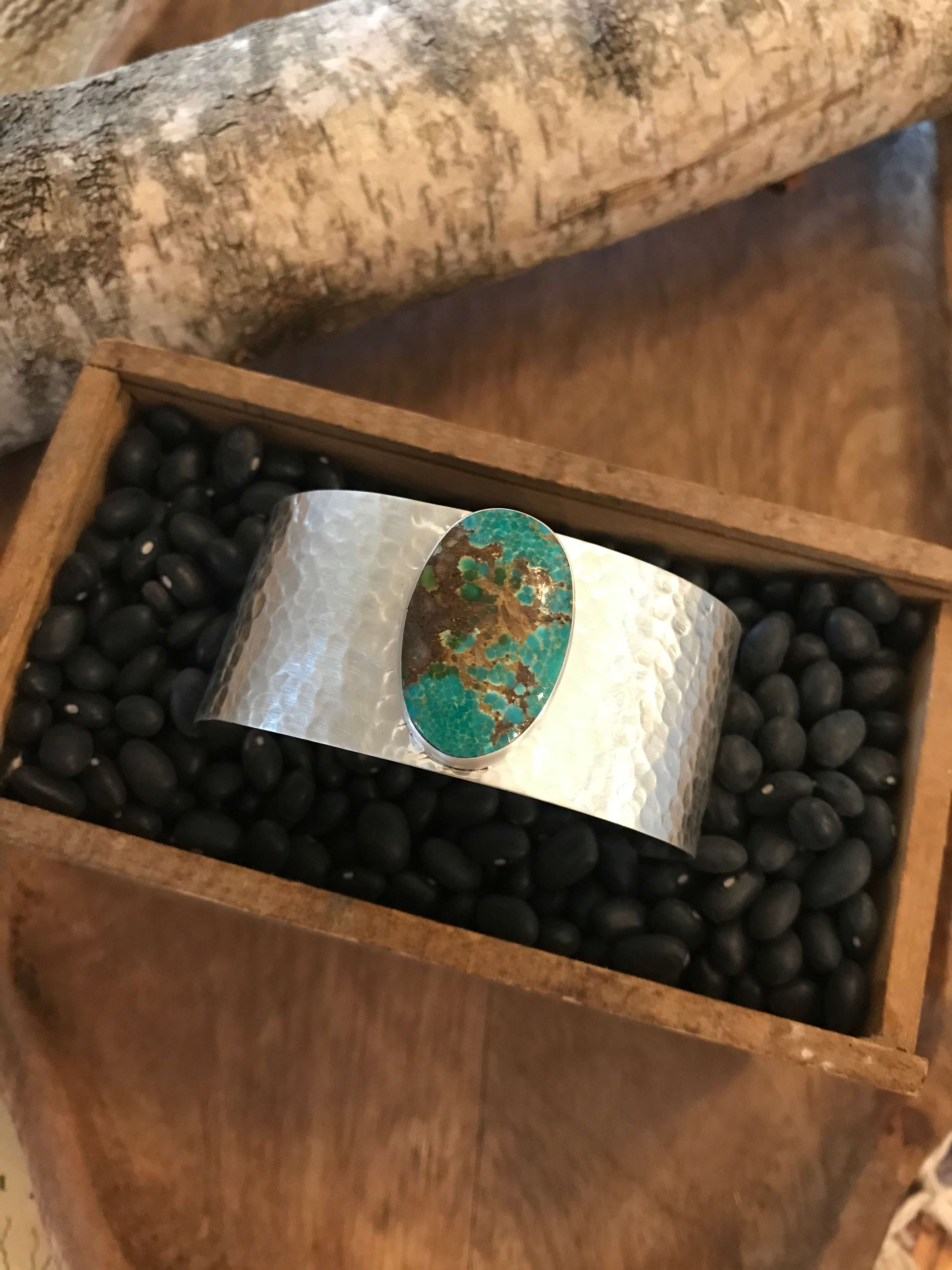 The Belle River Royston Turquoise Cuff, 8-Bracelets & Cuffs-Calli Co., Turquoise and Silver Jewelry, Native American Handmade, Zuni Tribe, Navajo Tribe, Brock Texas