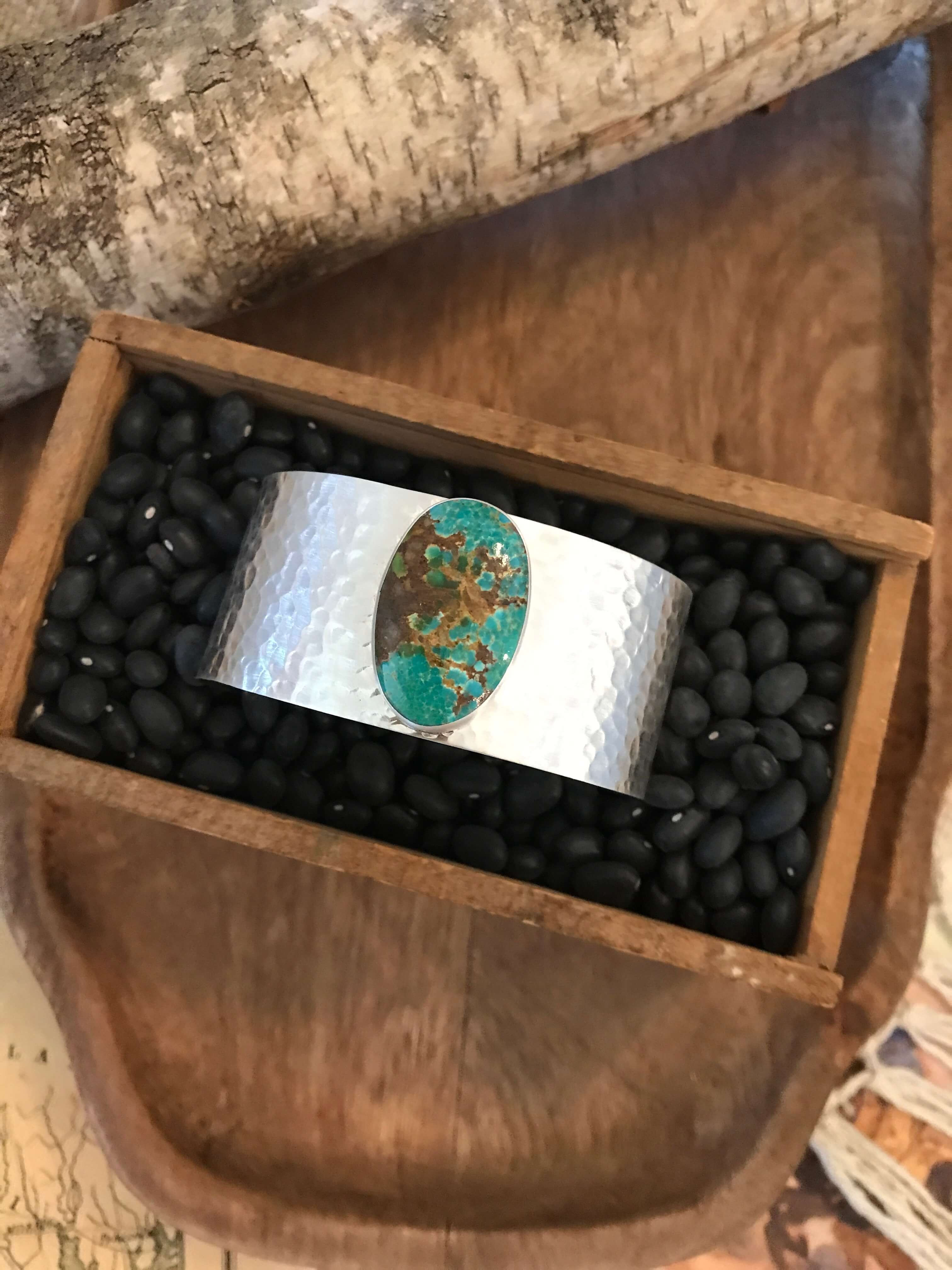 The Belle River Royston Turquoise Cuff, 8-Bracelets & Cuffs-Calli Co., Turquoise and Silver Jewelry, Native American Handmade, Zuni Tribe, Navajo Tribe, Brock Texas
