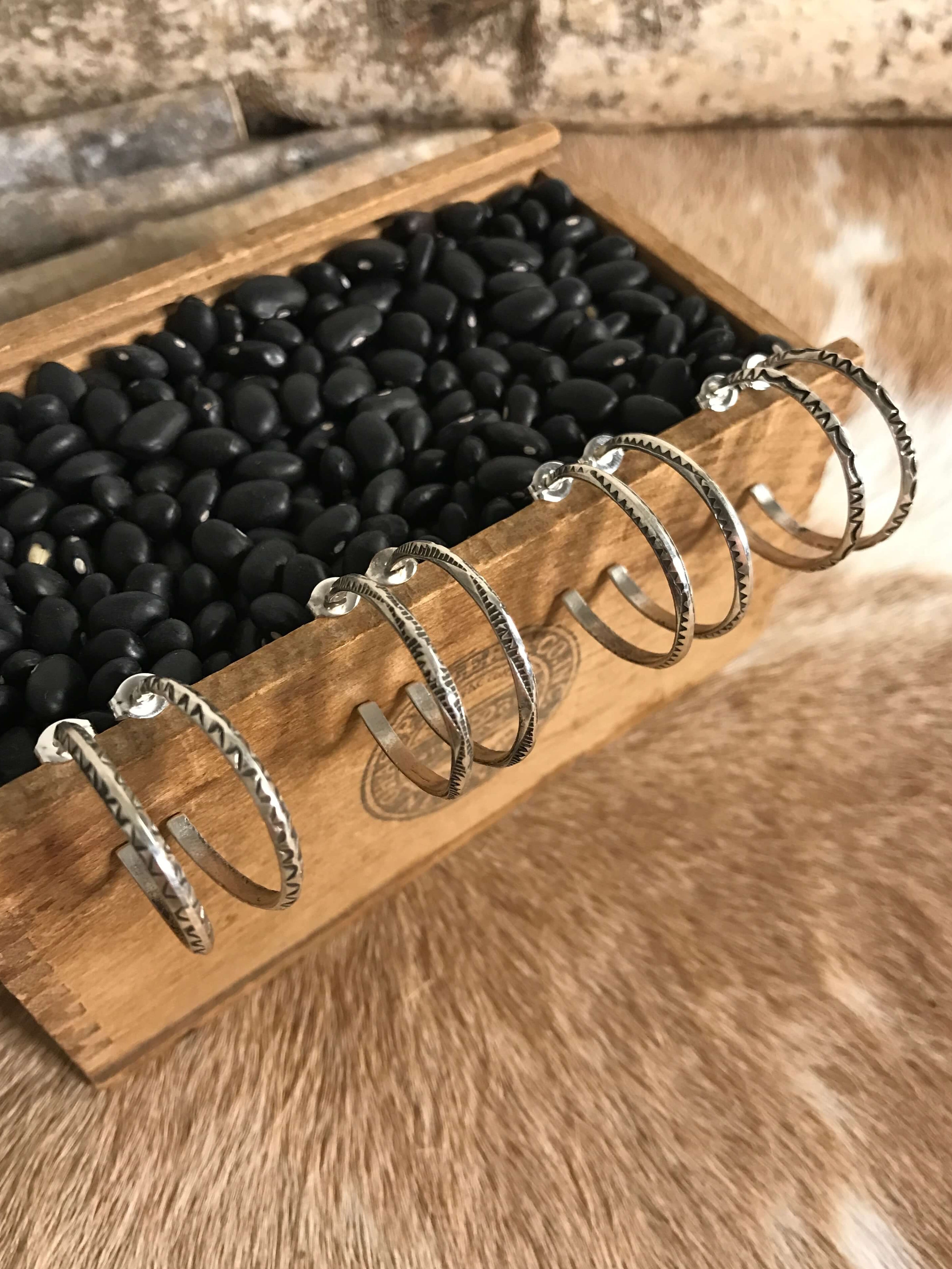 The Denver Hoop Earring-Earrings-Calli Co., Turquoise and Silver Jewelry, Native American Handmade, Zuni Tribe, Navajo Tribe, Brock Texas
