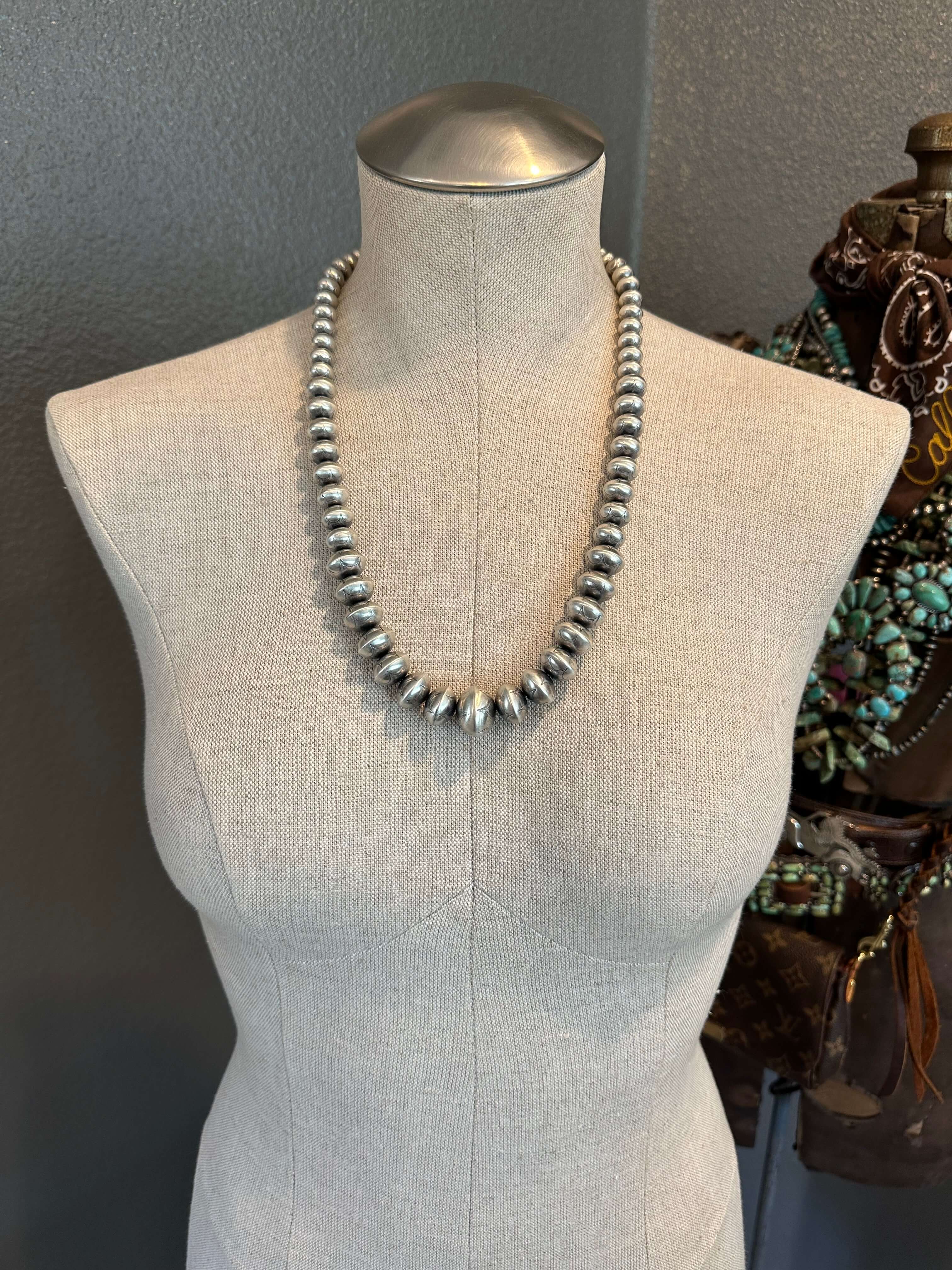 The Watford Necklace, 28"-Necklaces-Calli Co., Turquoise and Silver Jewelry, Native American Handmade, Zuni Tribe, Navajo Tribe, Brock Texas