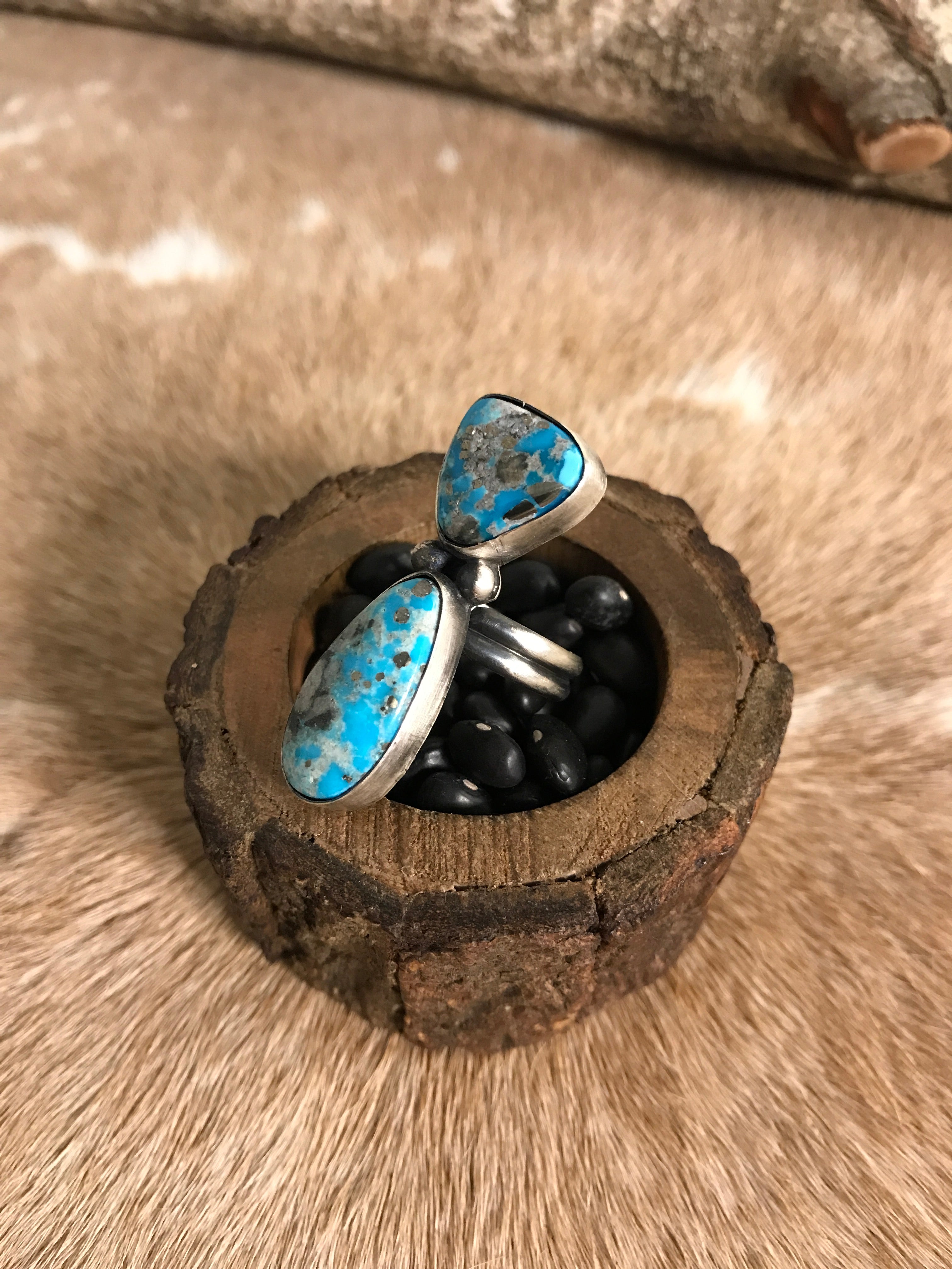 The Forestvale Adjustable Ring-Rings-Calli Co., Turquoise and Silver Jewelry, Native American Handmade, Zuni Tribe, Navajo Tribe, Brock Texas
