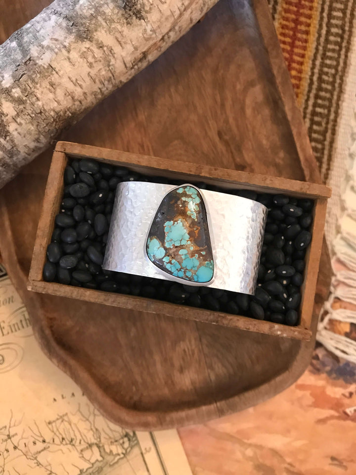 The Belle River Royston Turquoise Cuff, 7-Bracelets & Cuffs-Calli Co., Turquoise and Silver Jewelry, Native American Handmade, Zuni Tribe, Navajo Tribe, Brock Texas
