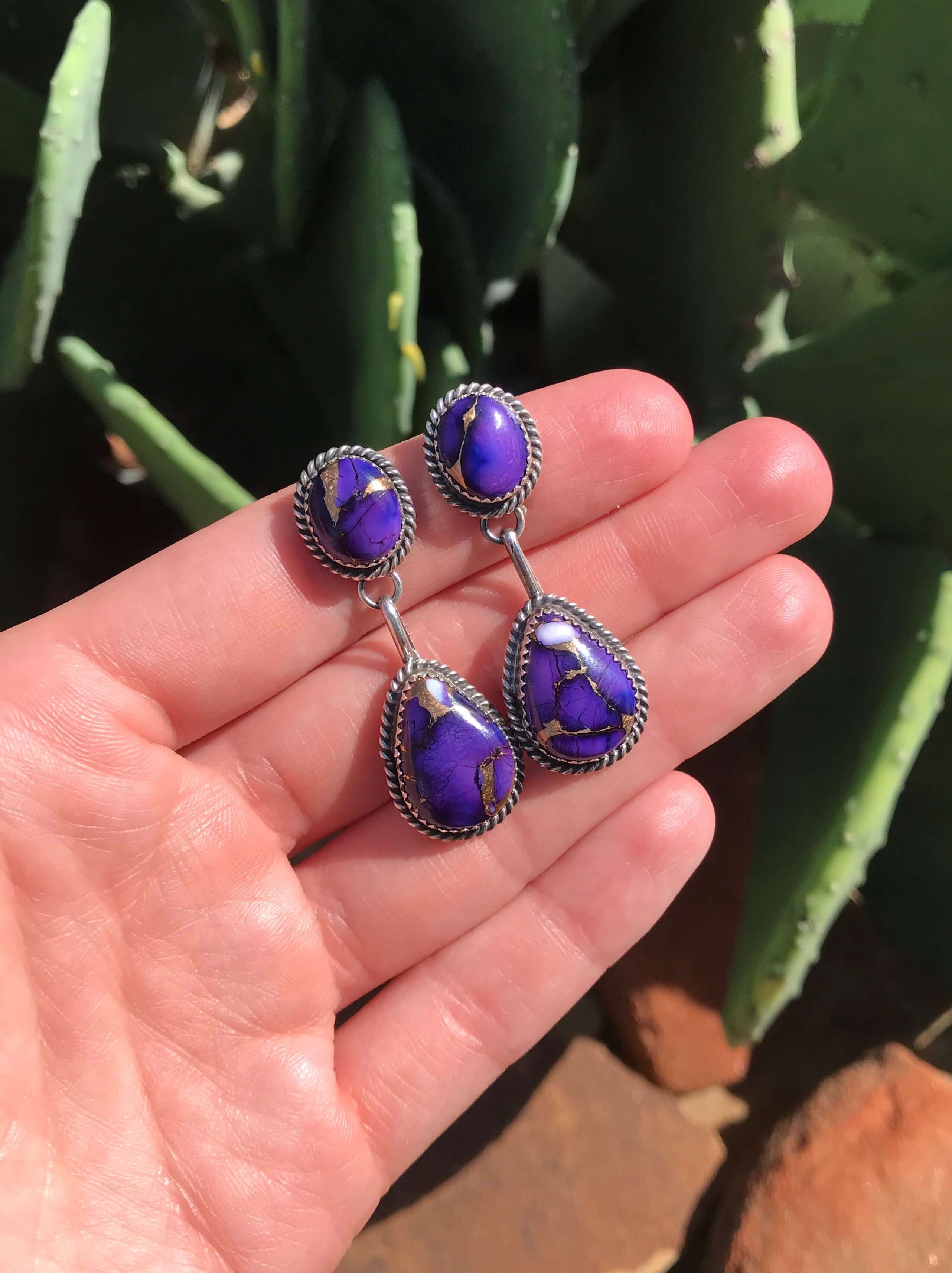 The Glendale Earrings, 5-Earrings-Calli Co., Turquoise and Silver Jewelry, Native American Handmade, Zuni Tribe, Navajo Tribe, Brock Texas