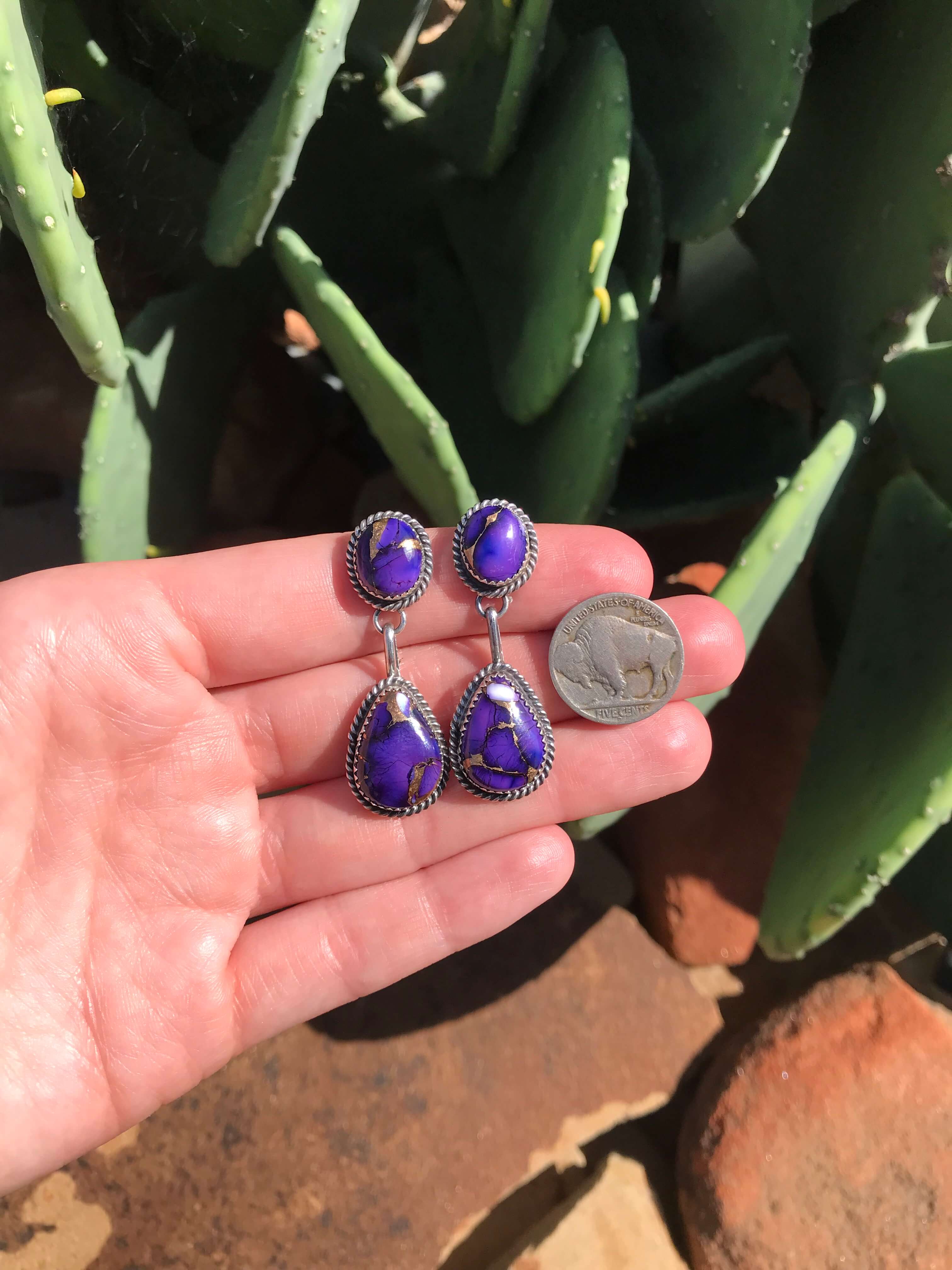 The Glendale Earrings, 5-Earrings-Calli Co., Turquoise and Silver Jewelry, Native American Handmade, Zuni Tribe, Navajo Tribe, Brock Texas