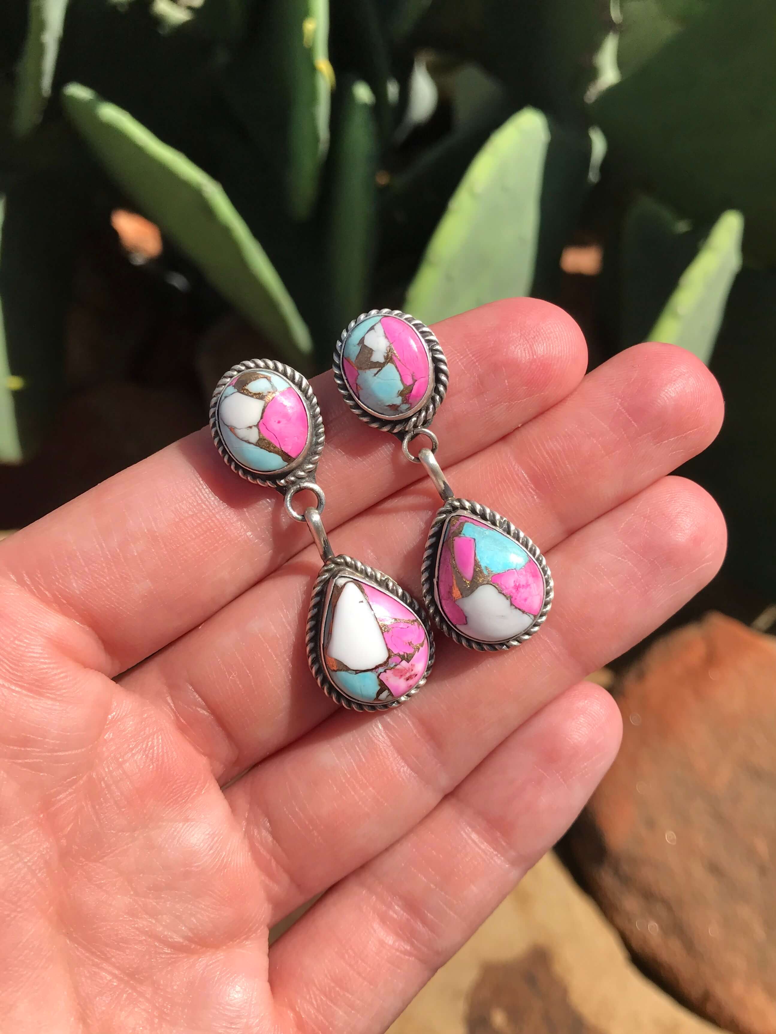 The Glendale Earrings, 4-Earrings-Calli Co., Turquoise and Silver Jewelry, Native American Handmade, Zuni Tribe, Navajo Tribe, Brock Texas