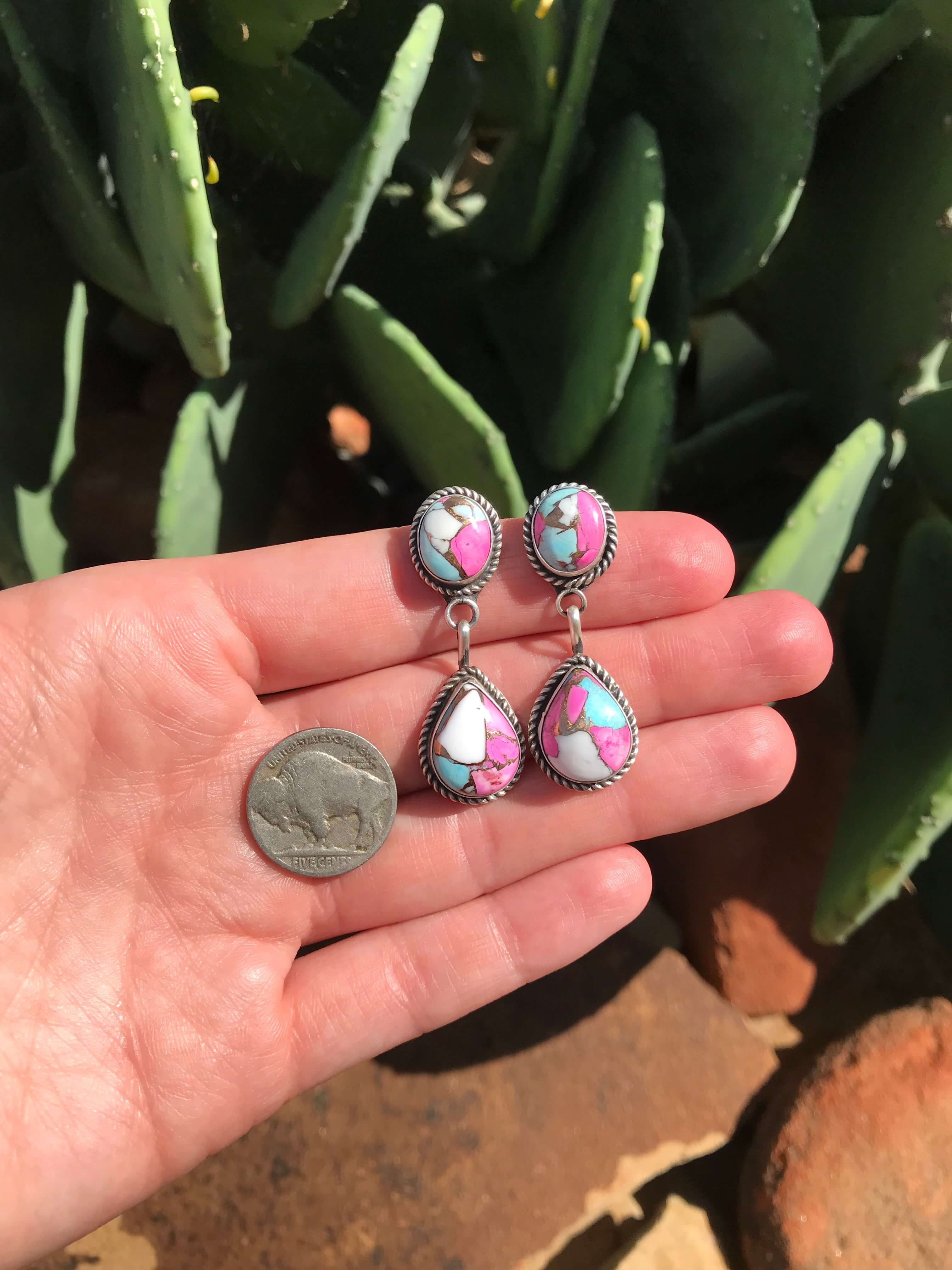 The Glendale Earrings, 4-Earrings-Calli Co., Turquoise and Silver Jewelry, Native American Handmade, Zuni Tribe, Navajo Tribe, Brock Texas