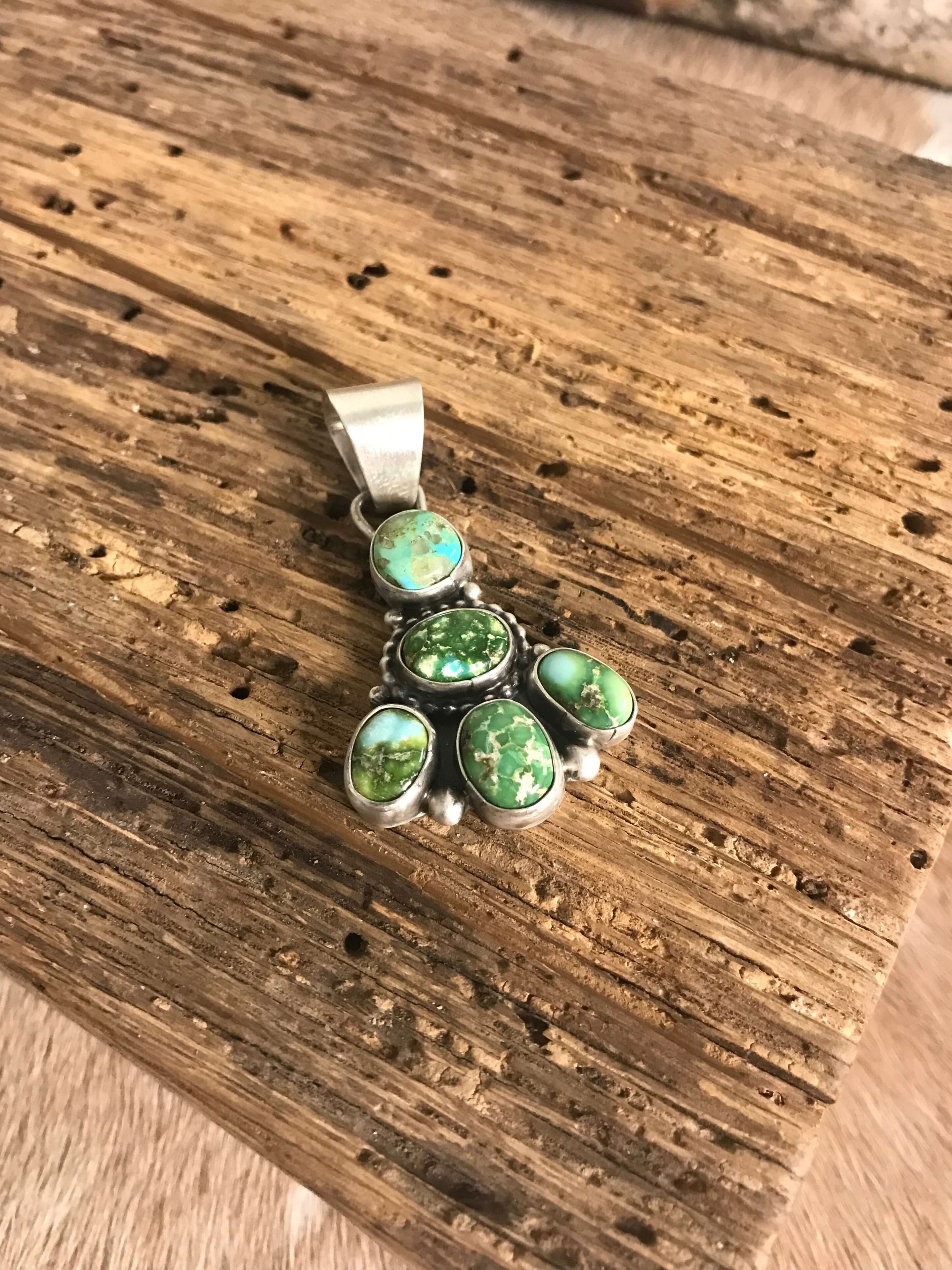 The Wenden Turquoise Pendant-Pendants-Calli Co., Turquoise and Silver Jewelry, Native American Handmade, Zuni Tribe, Navajo Tribe, Brock Texas