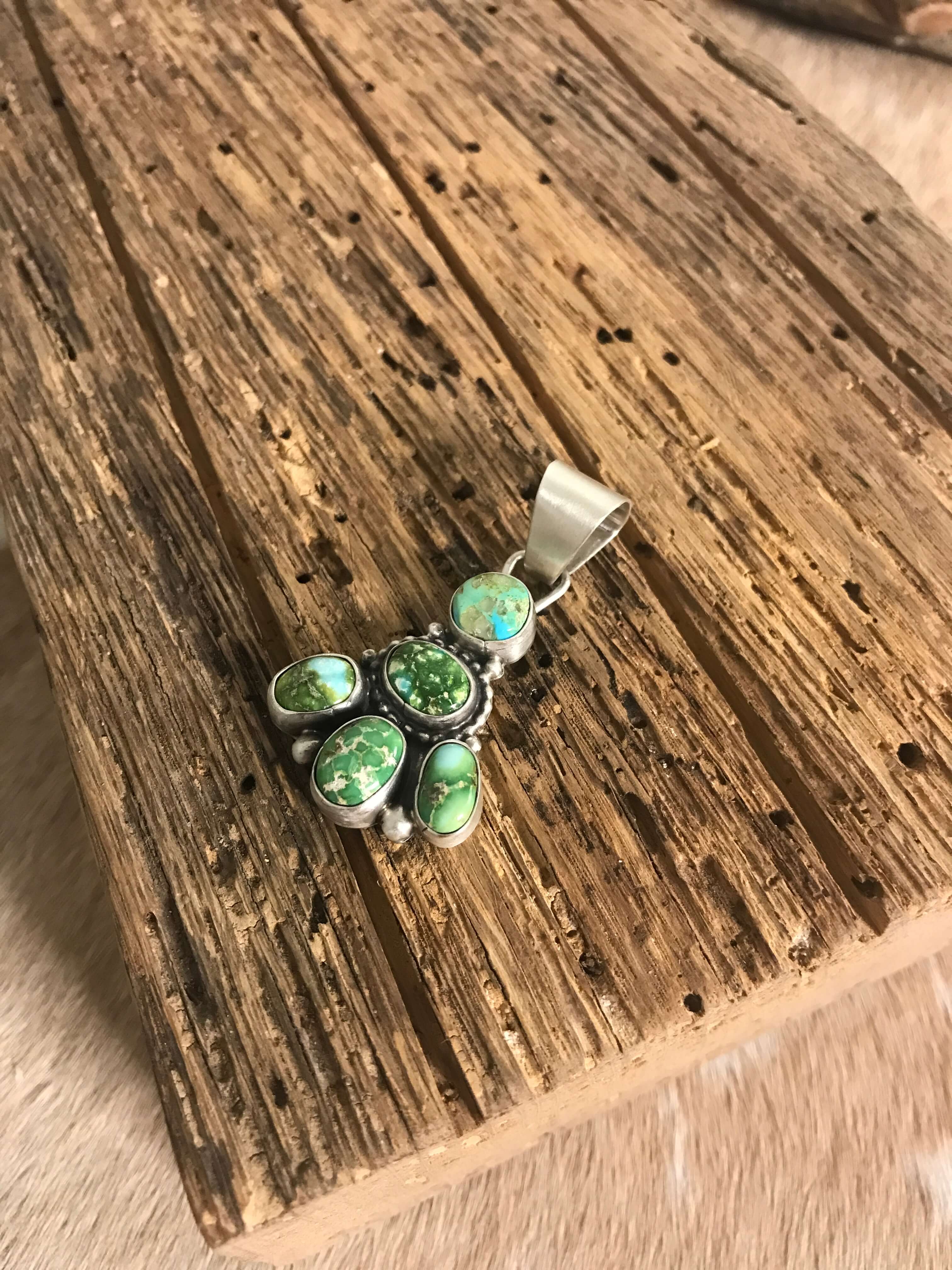 The Wenden Turquoise Pendant-Pendants-Calli Co., Turquoise and Silver Jewelry, Native American Handmade, Zuni Tribe, Navajo Tribe, Brock Texas