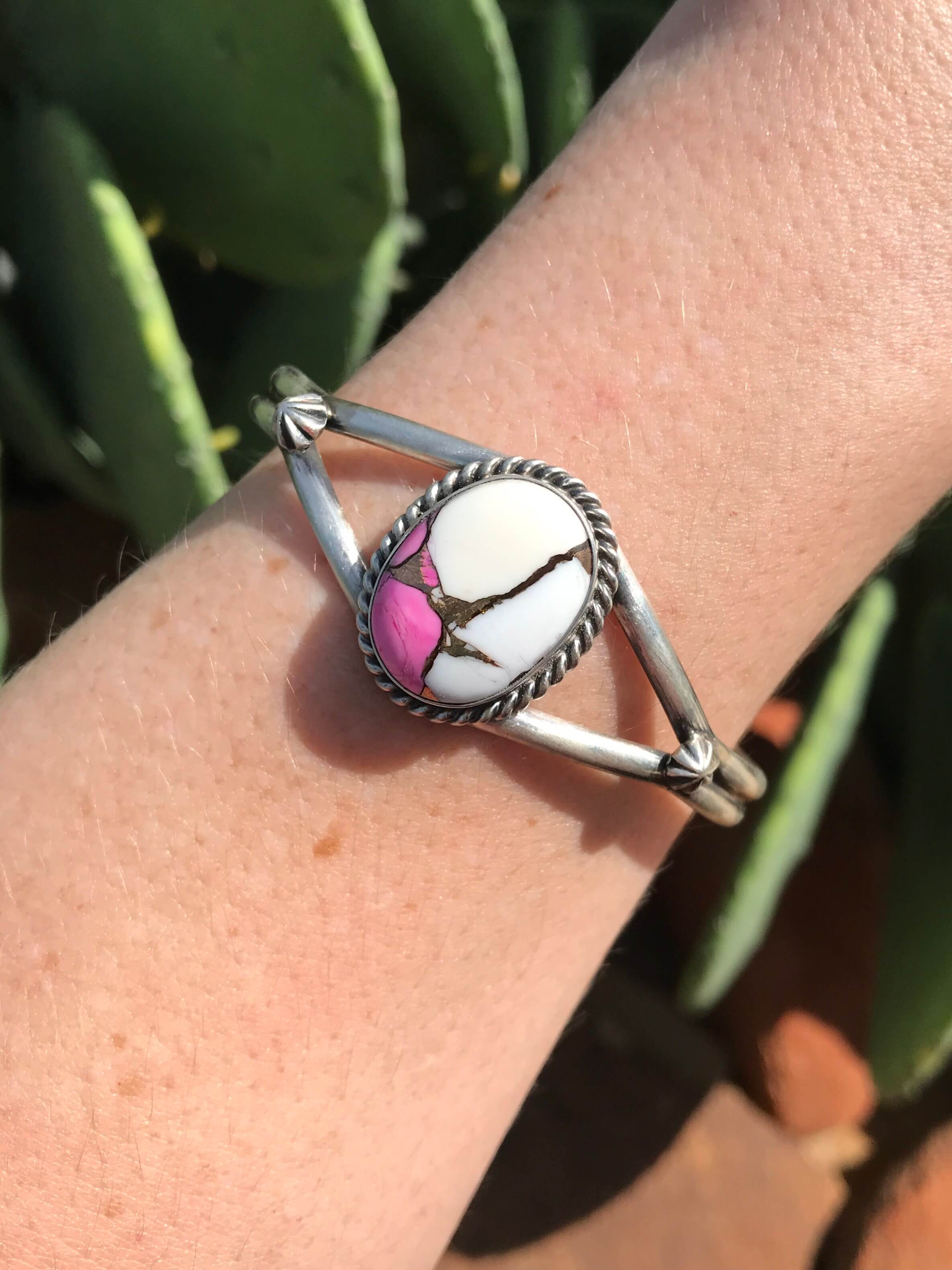 The Cotton Candy Cuff, 1 XX-Bracelets & Cuffs-Calli Co., Turquoise and Silver Jewelry, Native American Handmade, Zuni Tribe, Navajo Tribe, Brock Texas