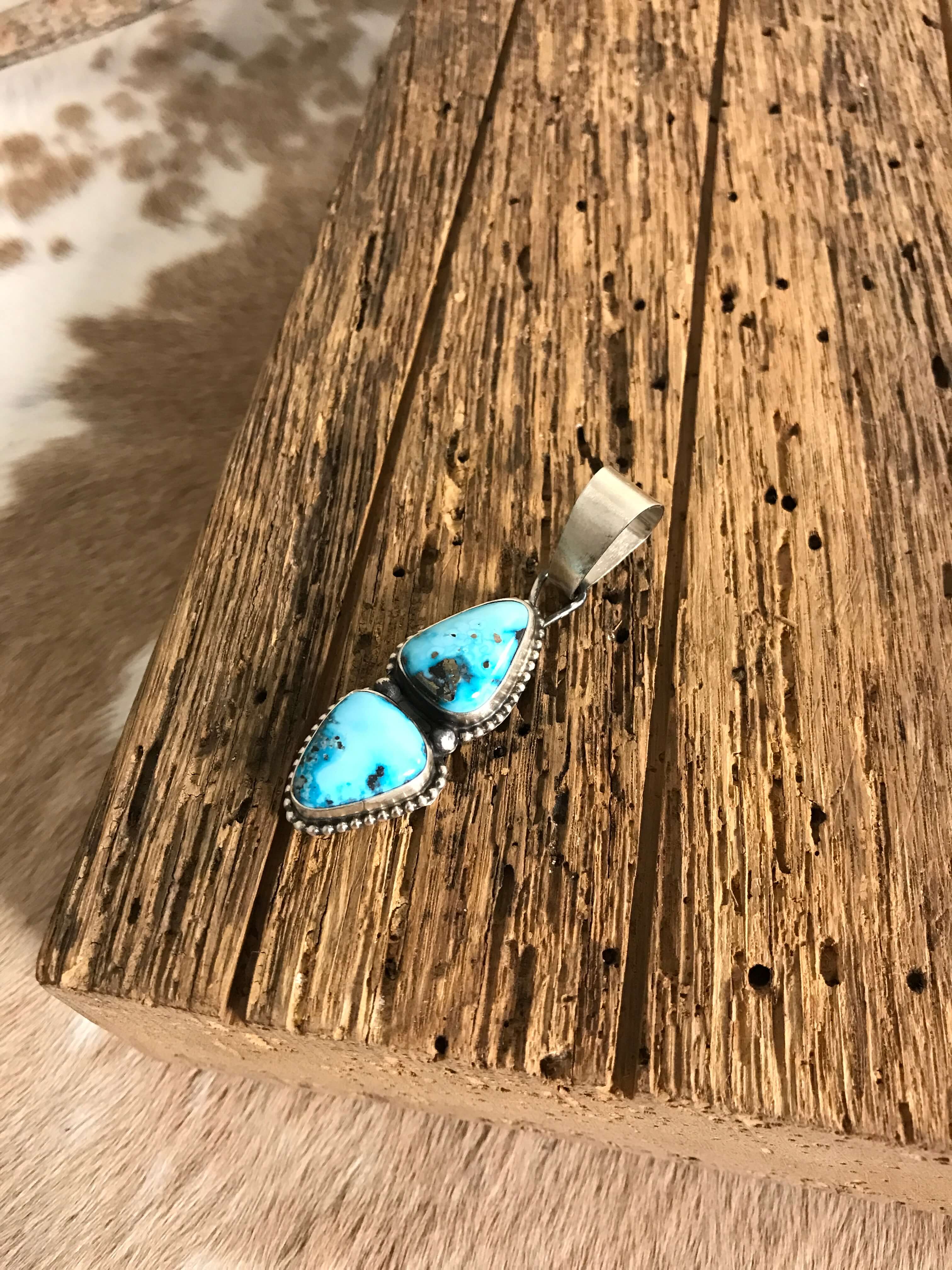 The Marion Turquoise Pendant-Pendants-Calli Co., Turquoise and Silver Jewelry, Native American Handmade, Zuni Tribe, Navajo Tribe, Brock Texas
