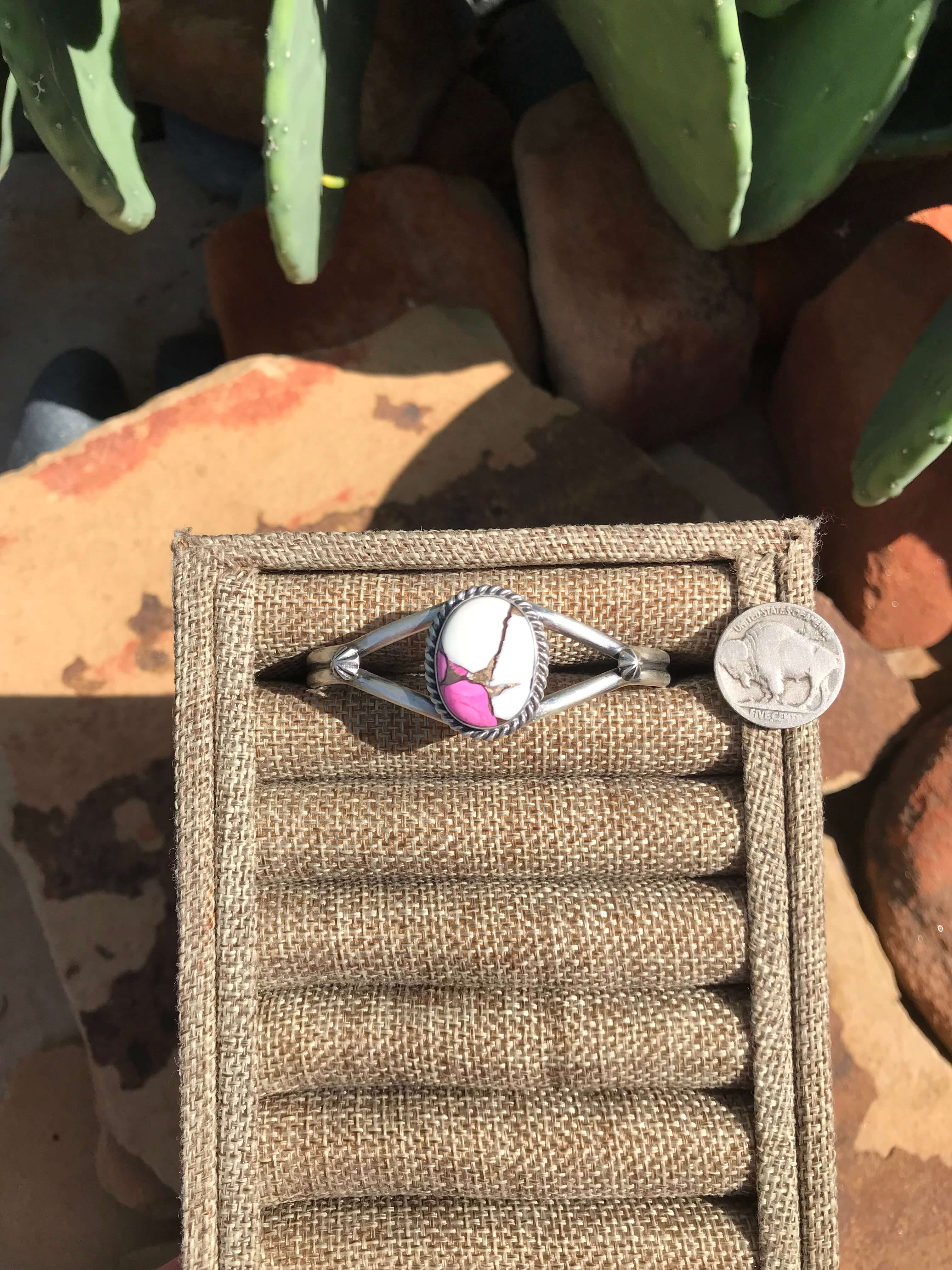 The Cotton Candy Cuff, 1 XX-Bracelets & Cuffs-Calli Co., Turquoise and Silver Jewelry, Native American Handmade, Zuni Tribe, Navajo Tribe, Brock Texas