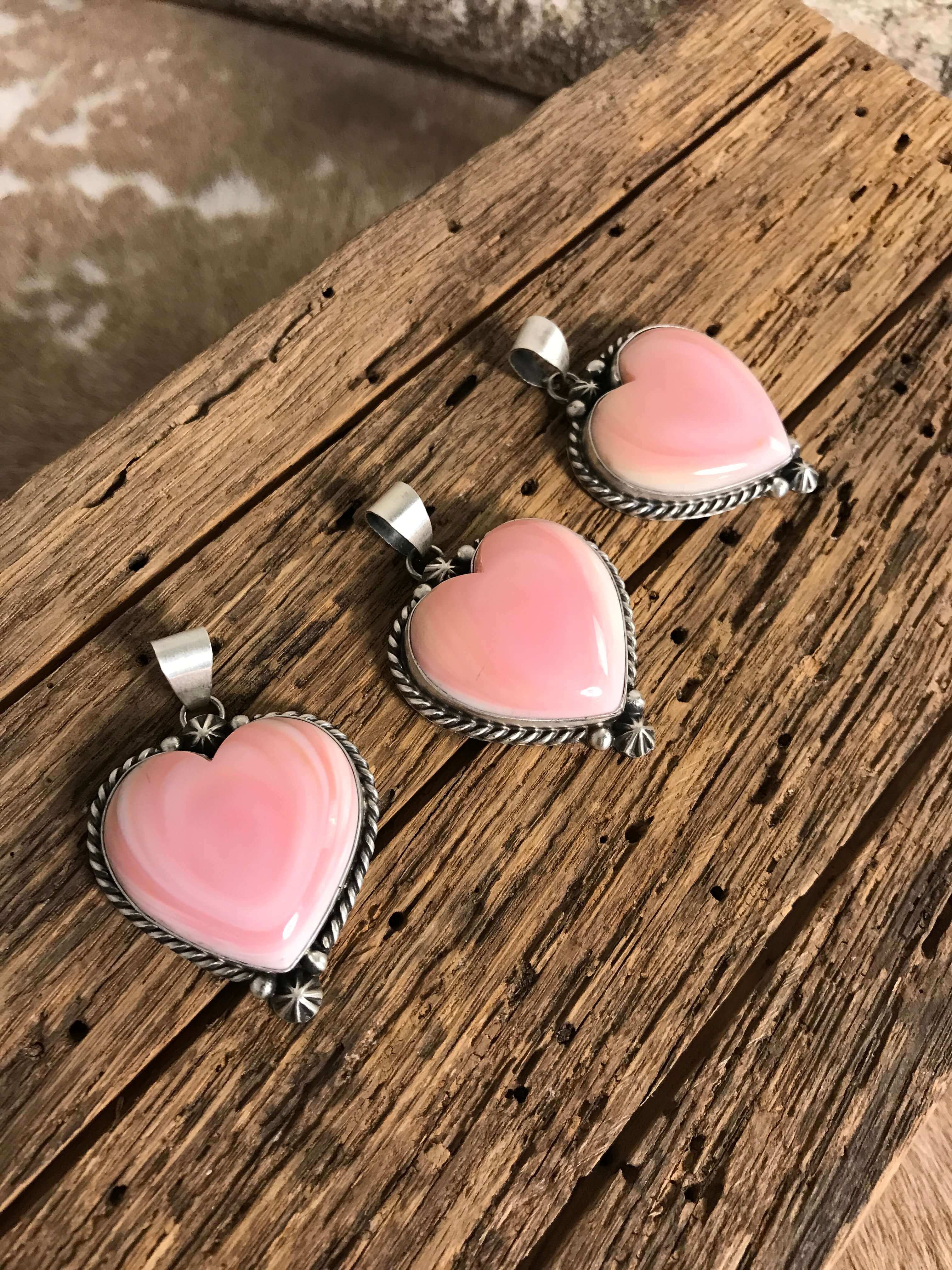 The Naylor Heart Pendants-Pendants-Calli Co., Turquoise and Silver Jewelry, Native American Handmade, Zuni Tribe, Navajo Tribe, Brock Texas