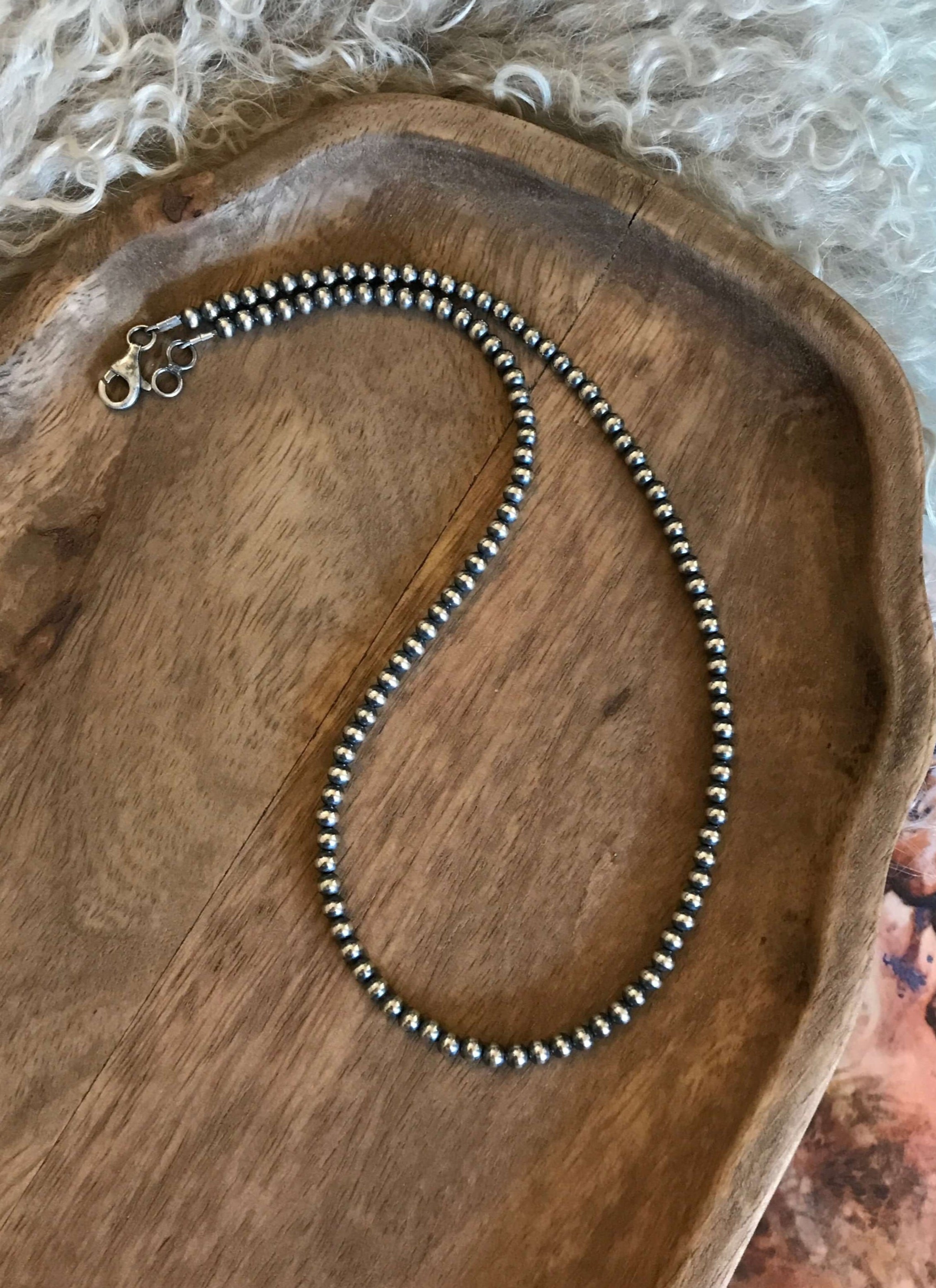 The Marfa 4mm Pearl Necklace-Necklaces-Calli Co., Turquoise and Silver Jewelry, Native American Handmade, Zuni Tribe, Navajo Tribe, Brock Texas